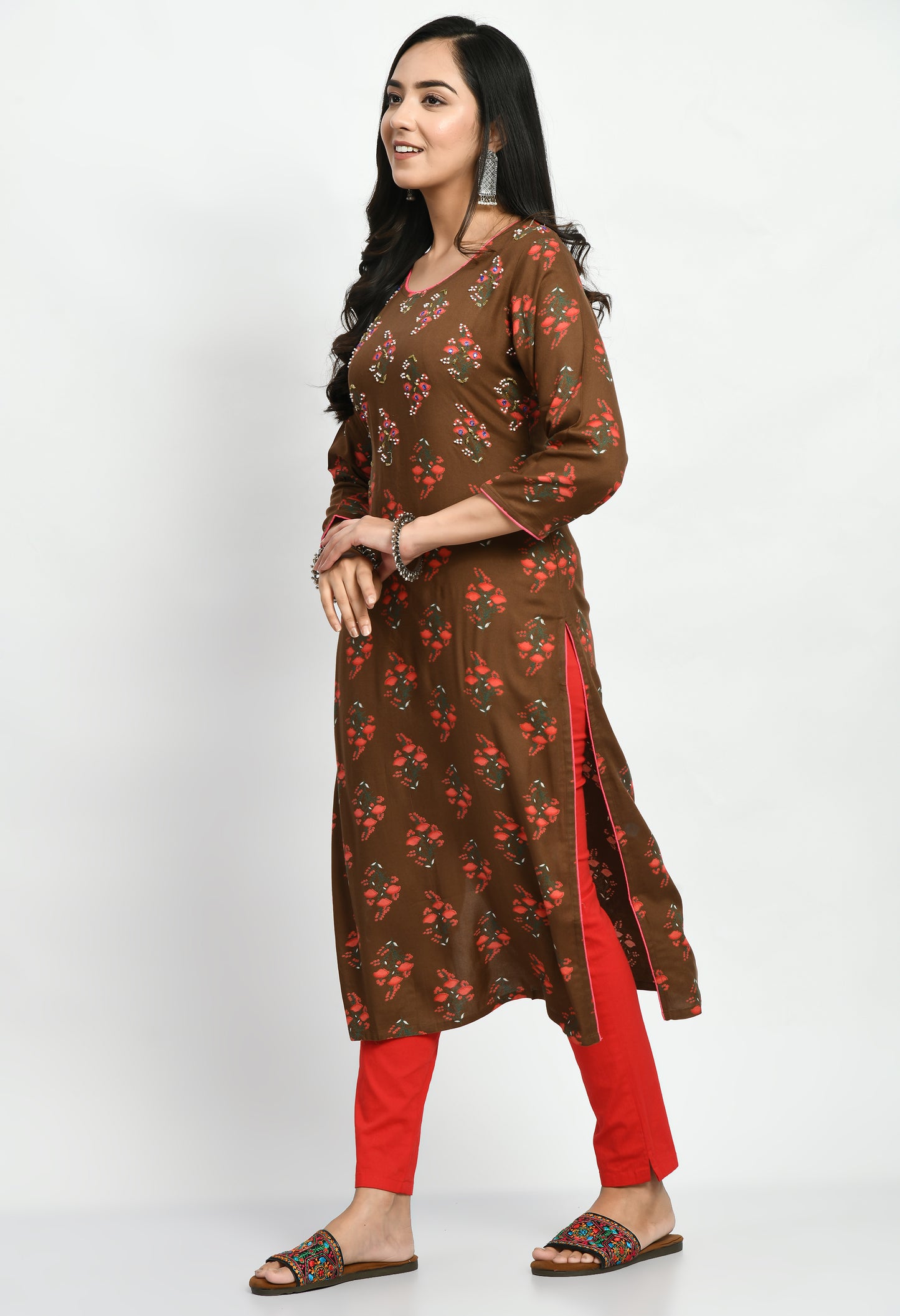 MAURYA Women's Rayon Kurti Brown
