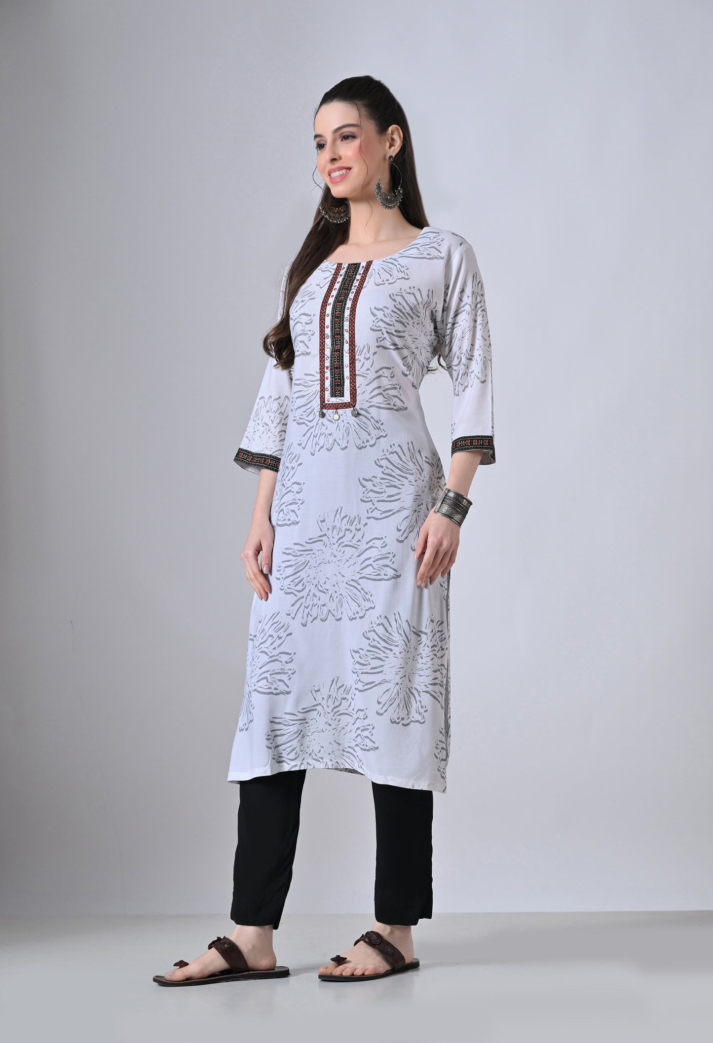 MAURYA Women's Rayon Floral Print Kurti