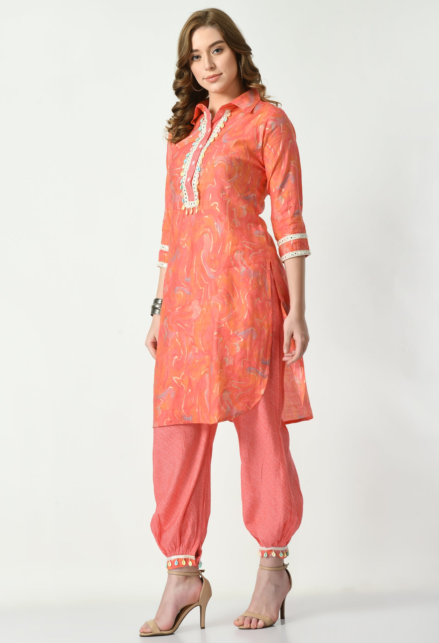 MAURYA Women’s Muslin Pathani Co-Ord Set with Yoke Design