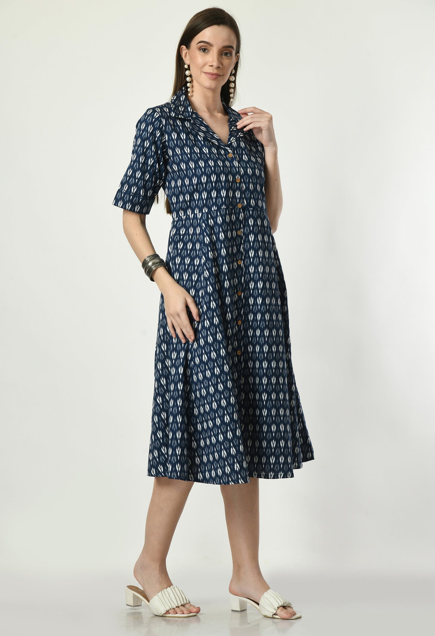 MUARYA Women’s Cotton Blend A-Line Long Dress for Casual & Festive Wear