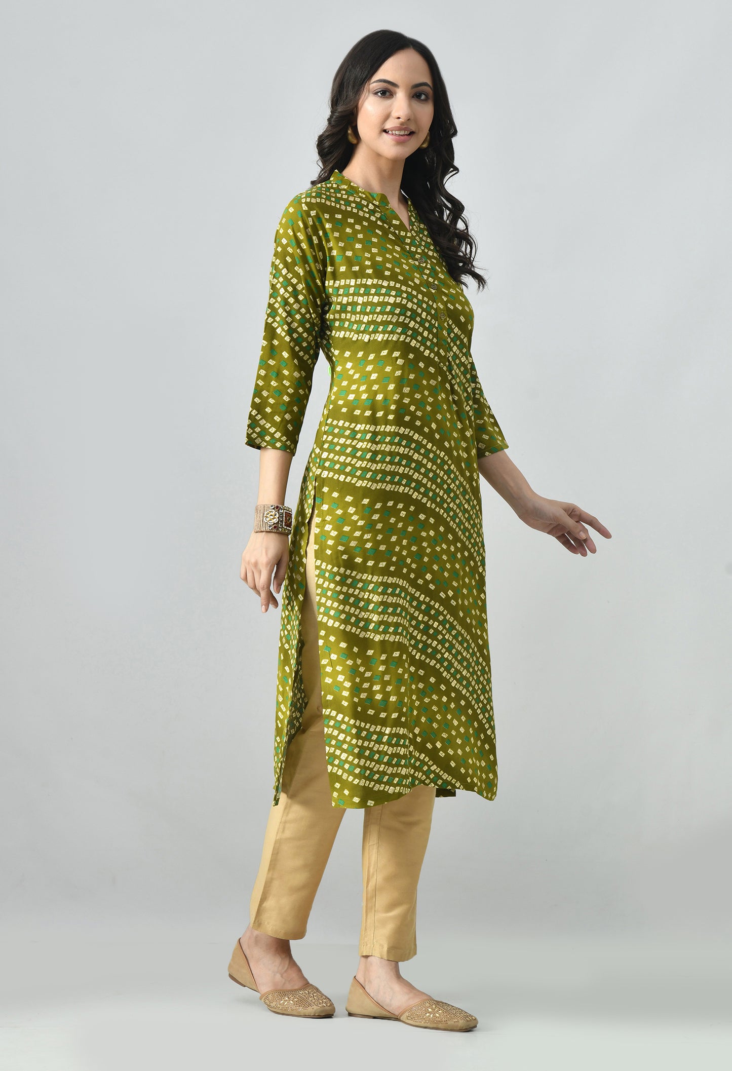 MAURYA Women's Chanderi Print Straight Kurti