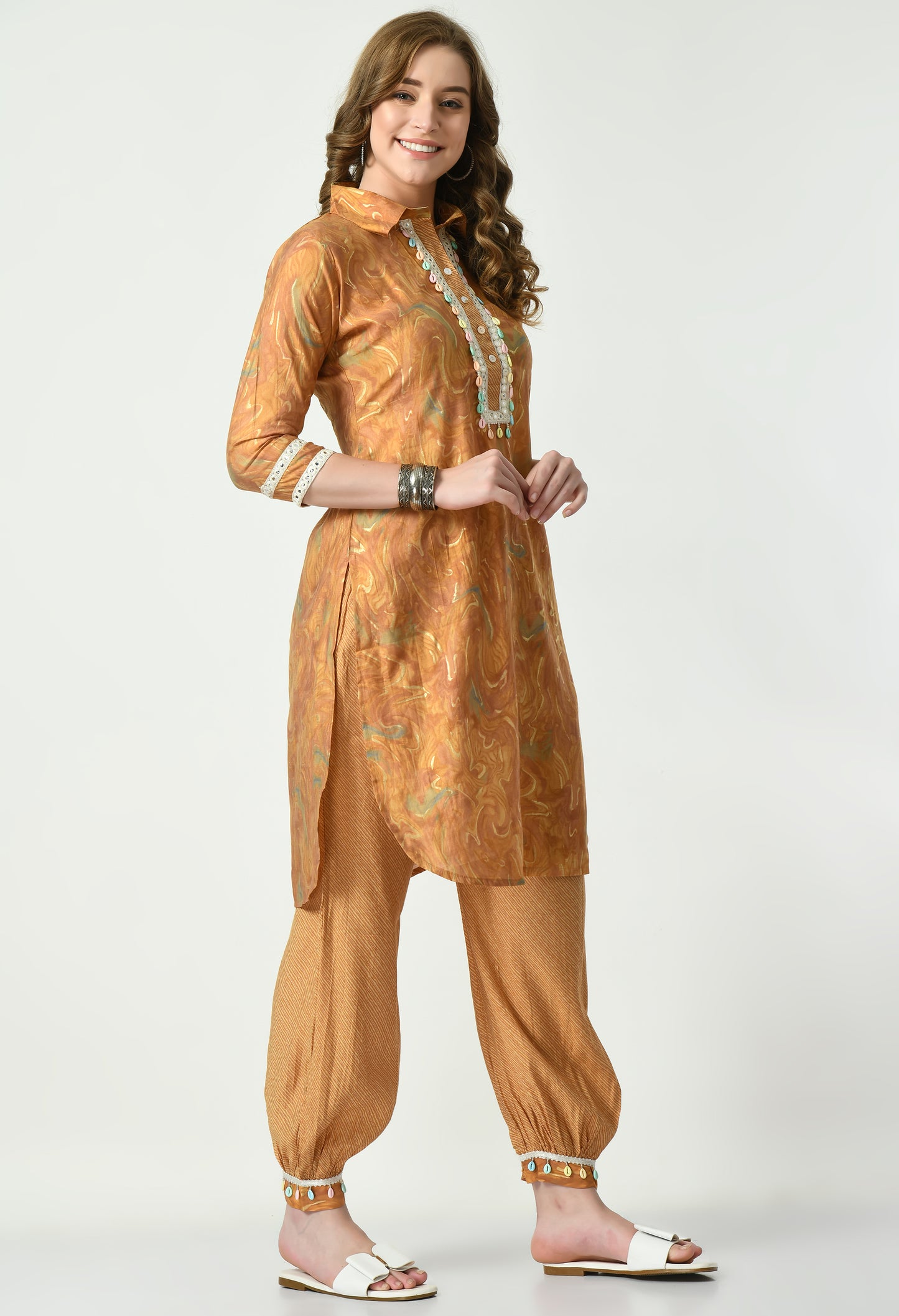 MAURYA Women’s Muslin Pathani Co-Ord Set with Yoke Design