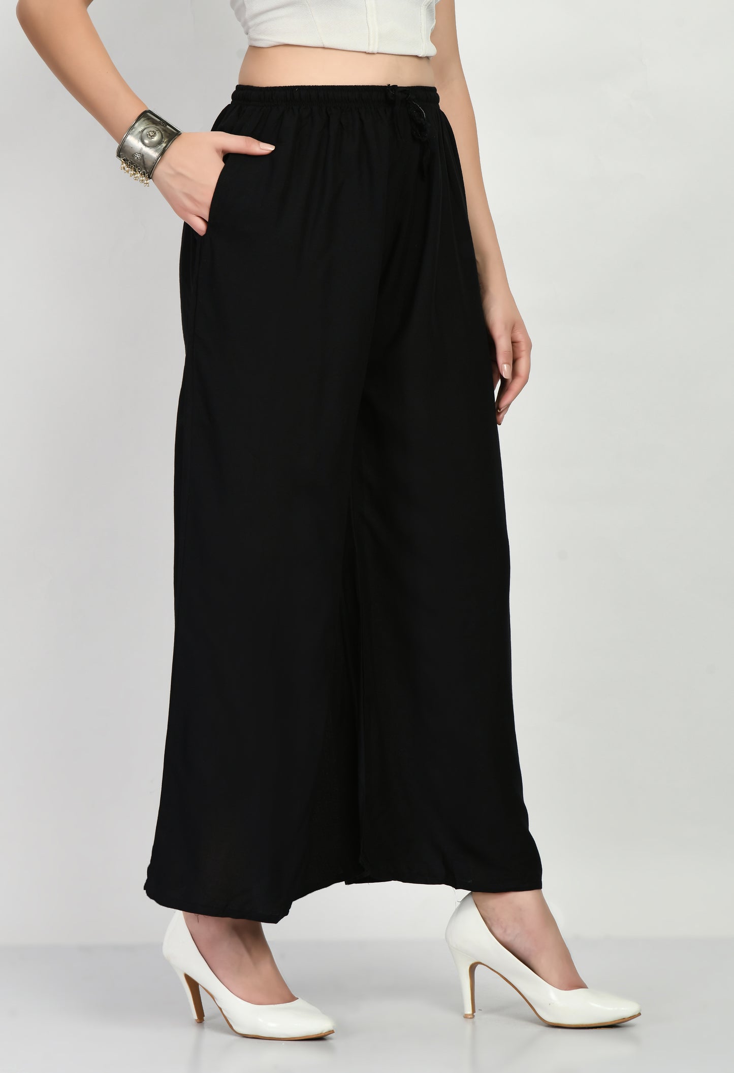 MAURYA Women Solid Rayon Palazzo with Elastic Waist