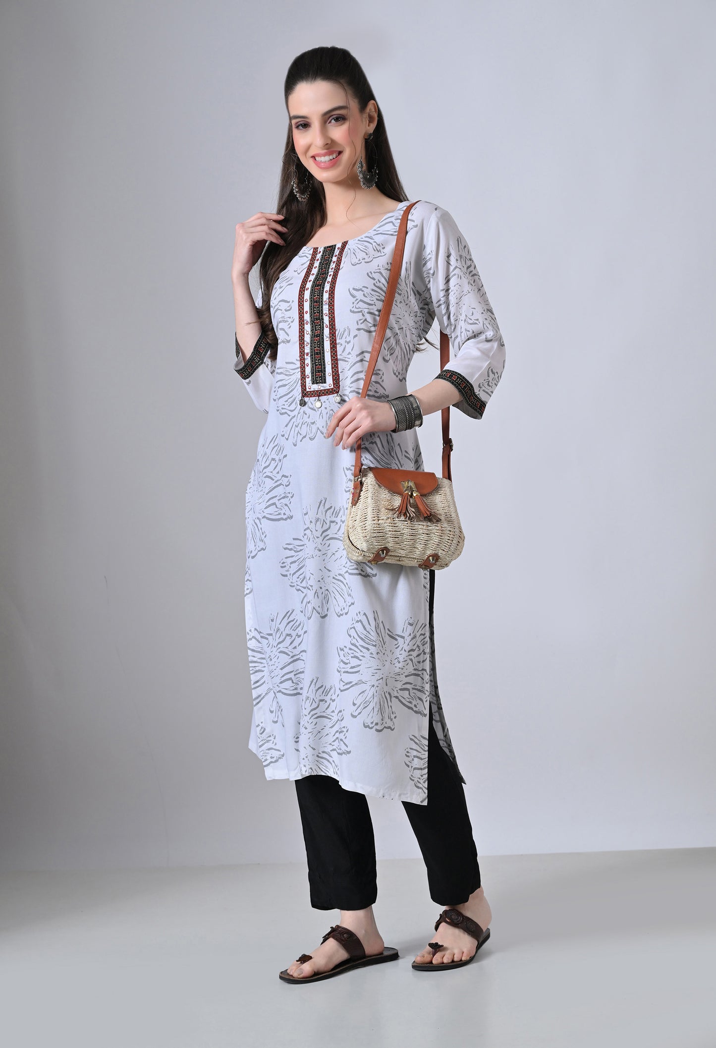 MAURYA Women's Rayon Floral Print Kurti