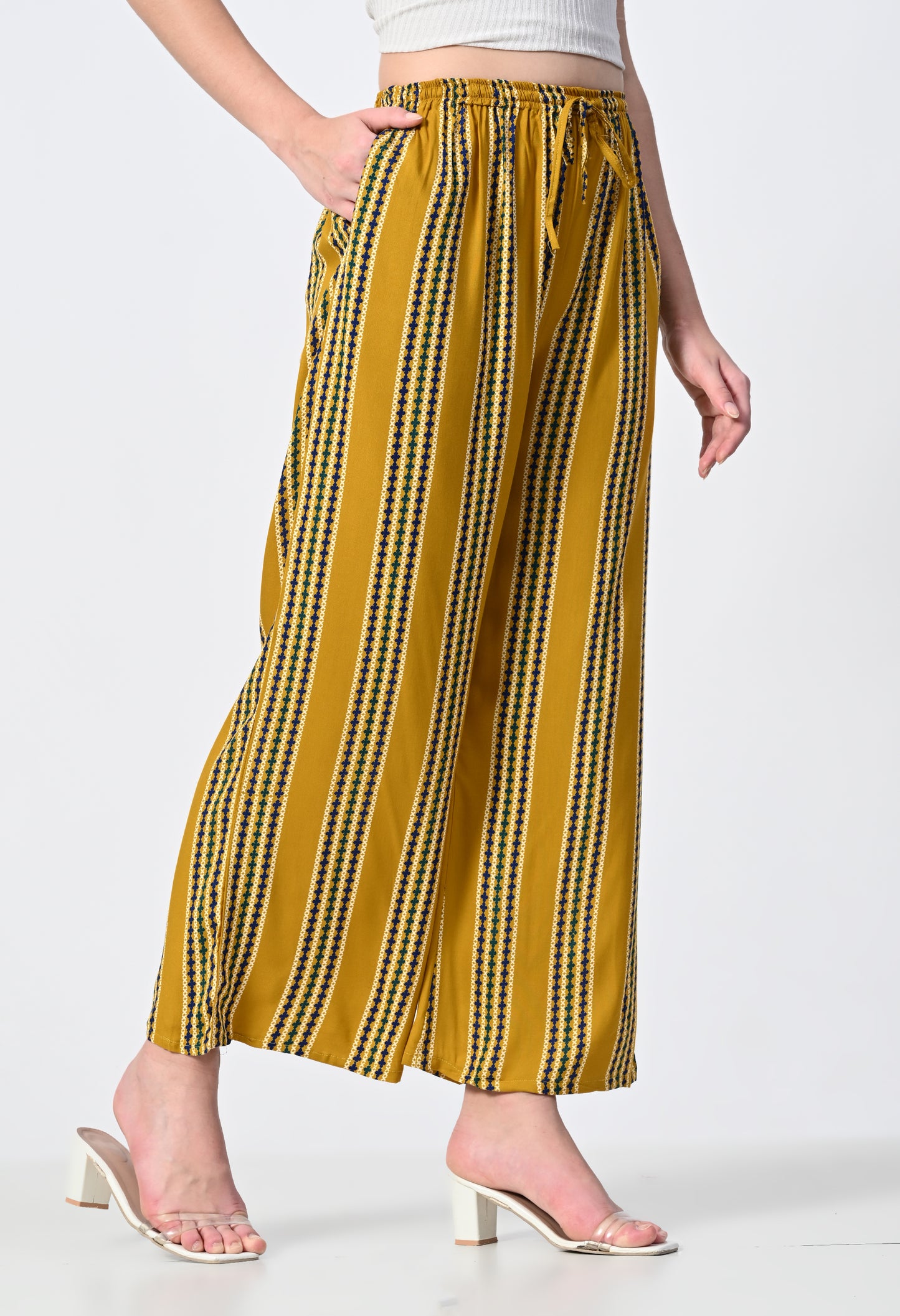 MAURYA Women Striped Rayon Palazzo with Elastic Waist