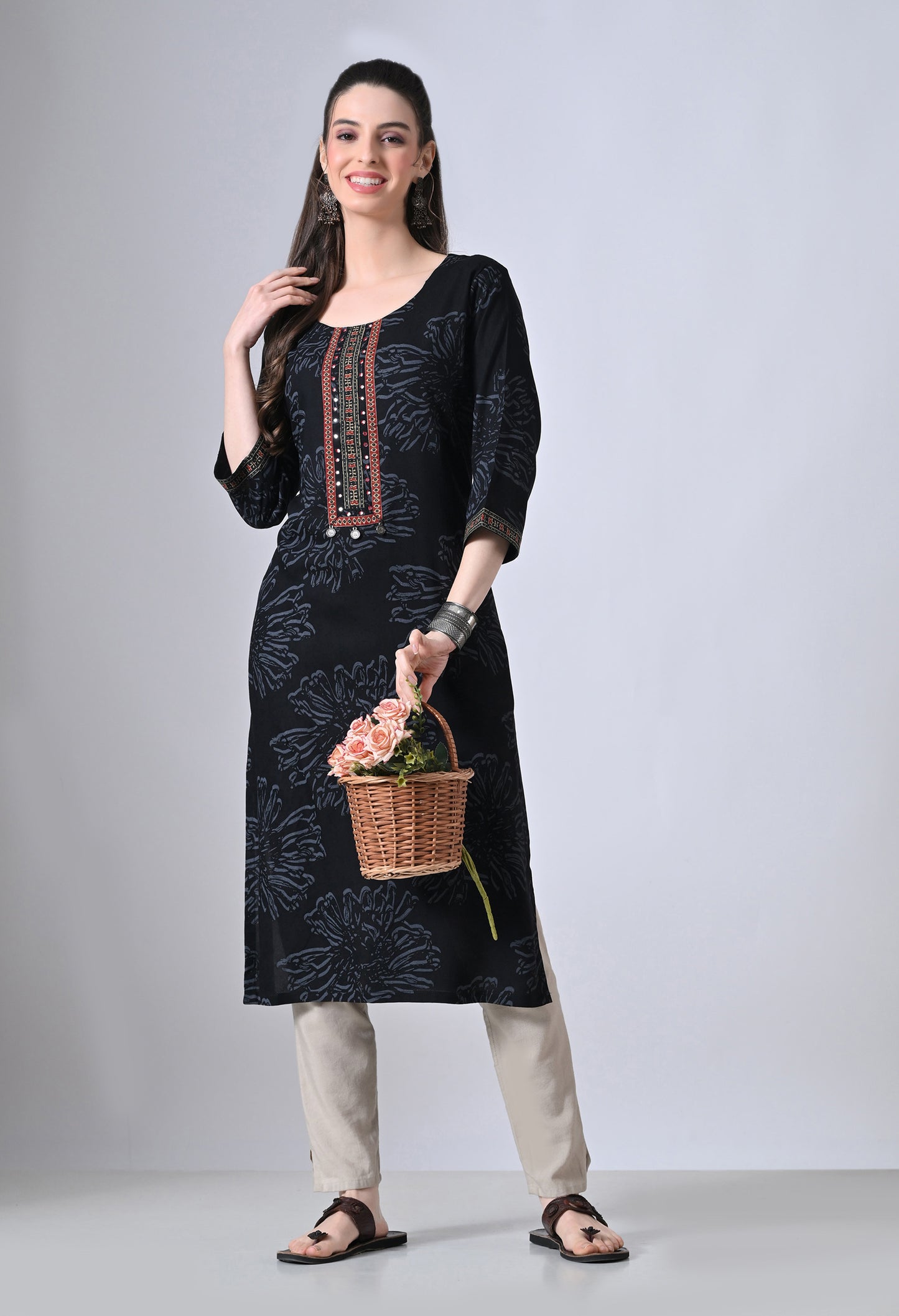 MAURYA Women's Rayon Floral Print Kurti