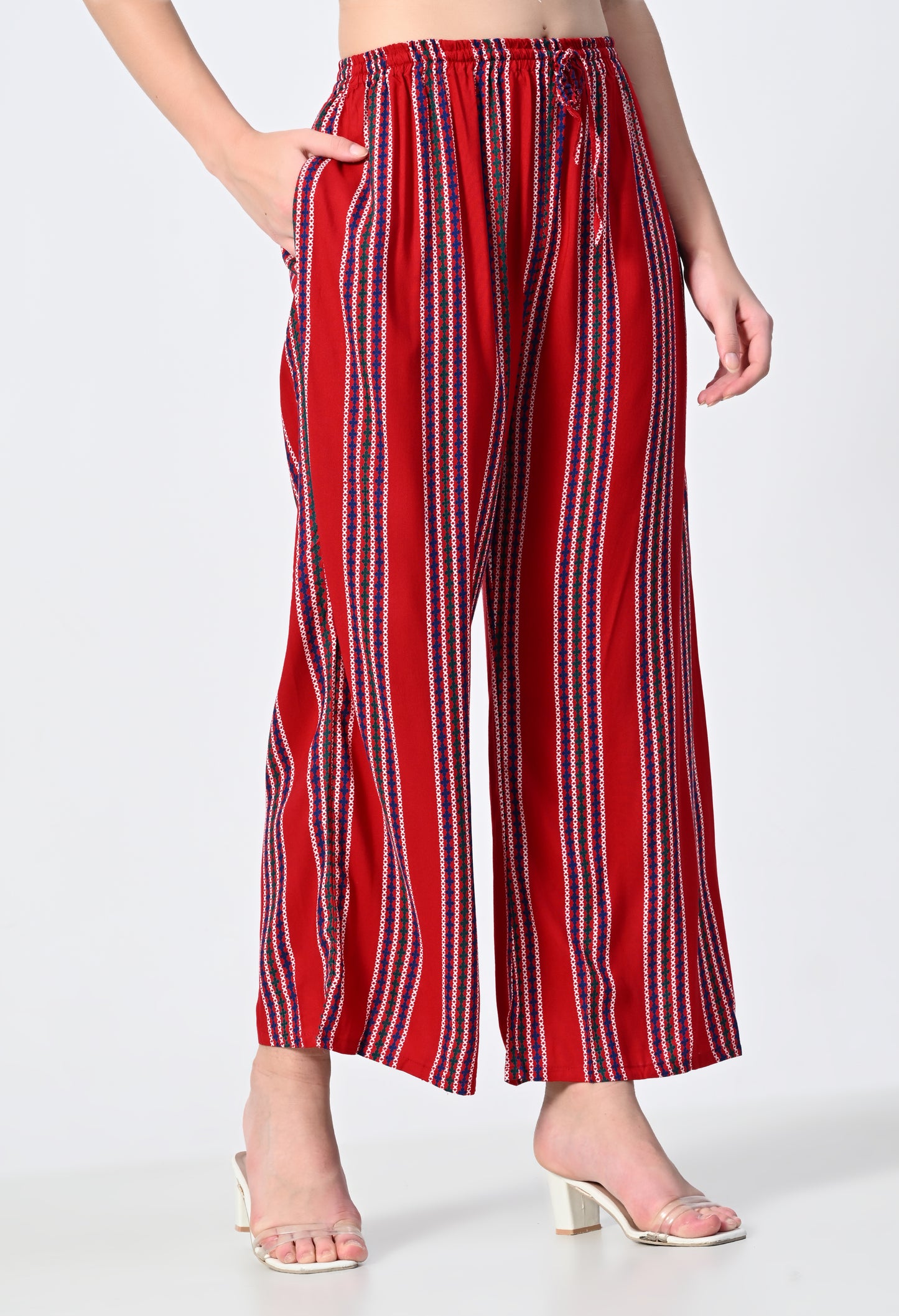 MAURYA Women Striped Rayon Palazzo with Elastic Waist