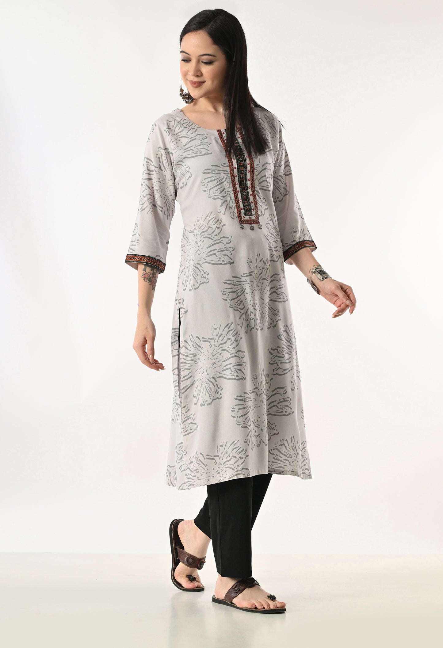 MAURYA Women's Rayon Floral Print Kurti