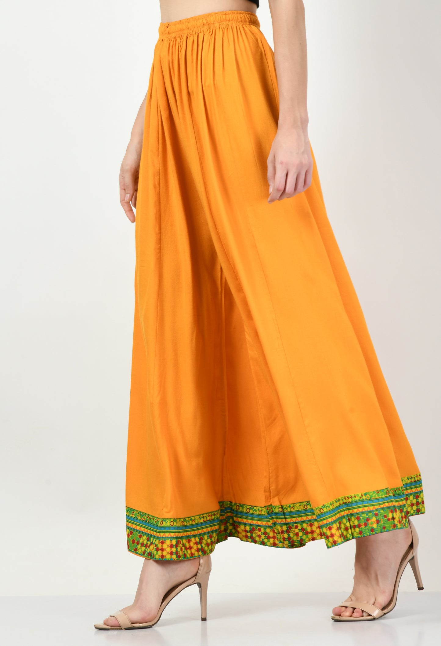 MAURYA Women Solid Rayon Palazzo with Elastic Waist & Lace Hem