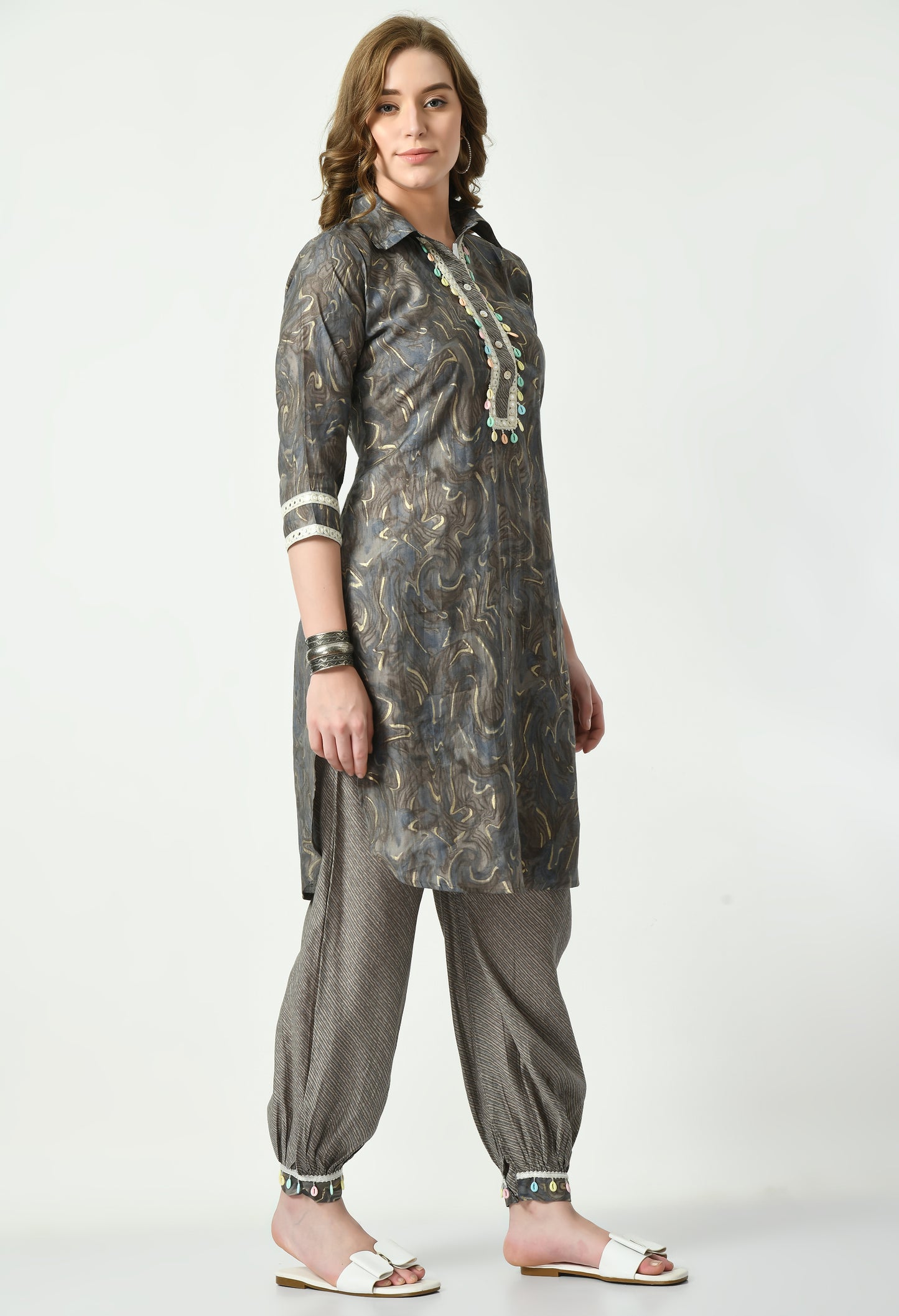 MAURYA Women’s Muslin Pathani Co-Ord Set with Yoke Design