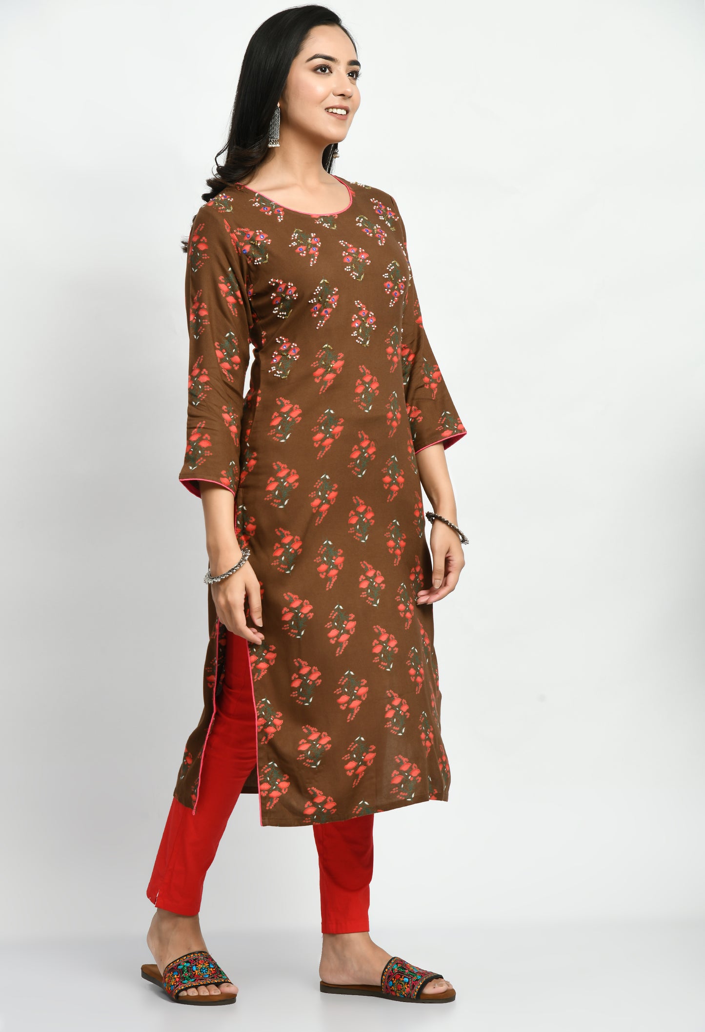 MAURYA Women's Rayon Kurti Brown