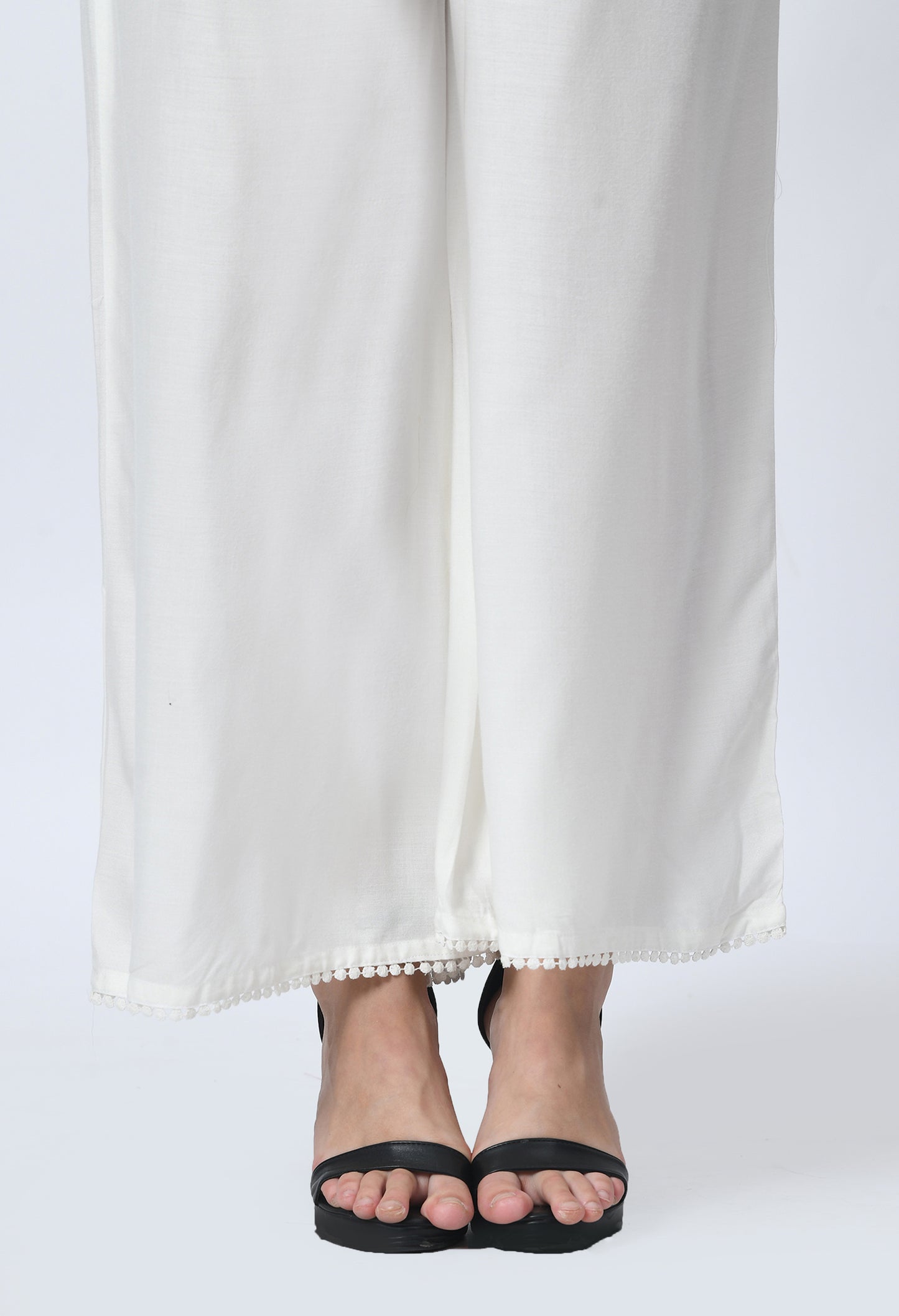 MAURYA Women Solid Rayon Palazzo with Elastic Waist & Lace Hem