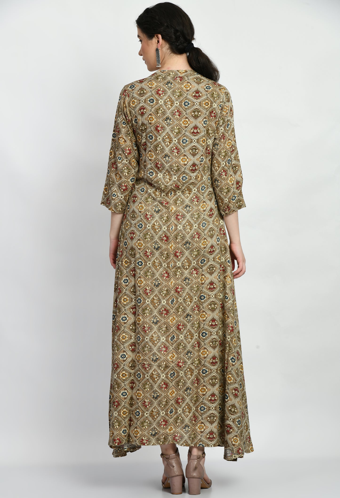 MAURYA Women’s Rayon A-Line Flared Long Dress for Casual & Festive Wear