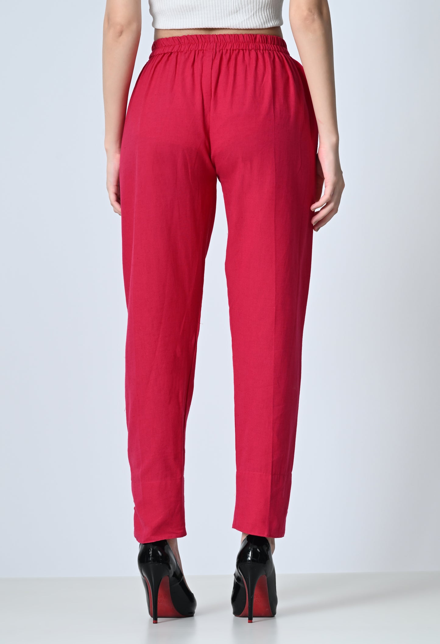 MAURYA Women’s Cotton Straight Fit Pants with Side Pockets & Button Detail
