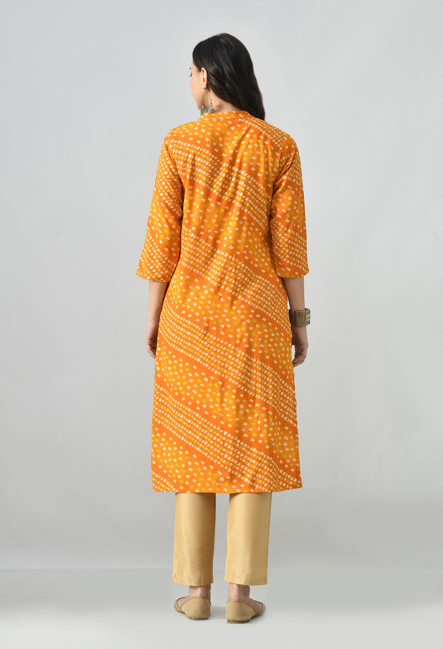 MAURYA Women's Chanderi Print Straight Kurti