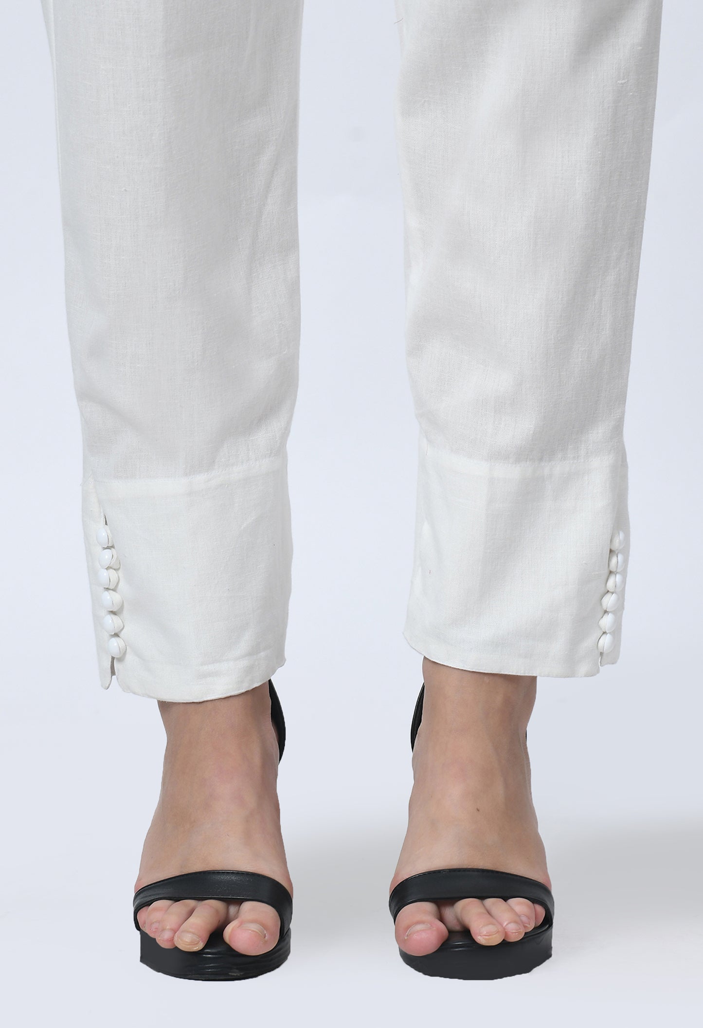 MAURYA Women’s Cotton Straight Fit Pants with Side Pockets & Button Detail