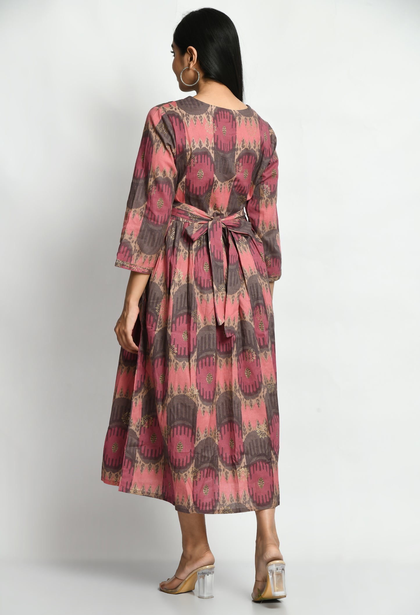 MUARYA Women’s Cotton Blend A-Line Long Dress for Casual & Festive Wear