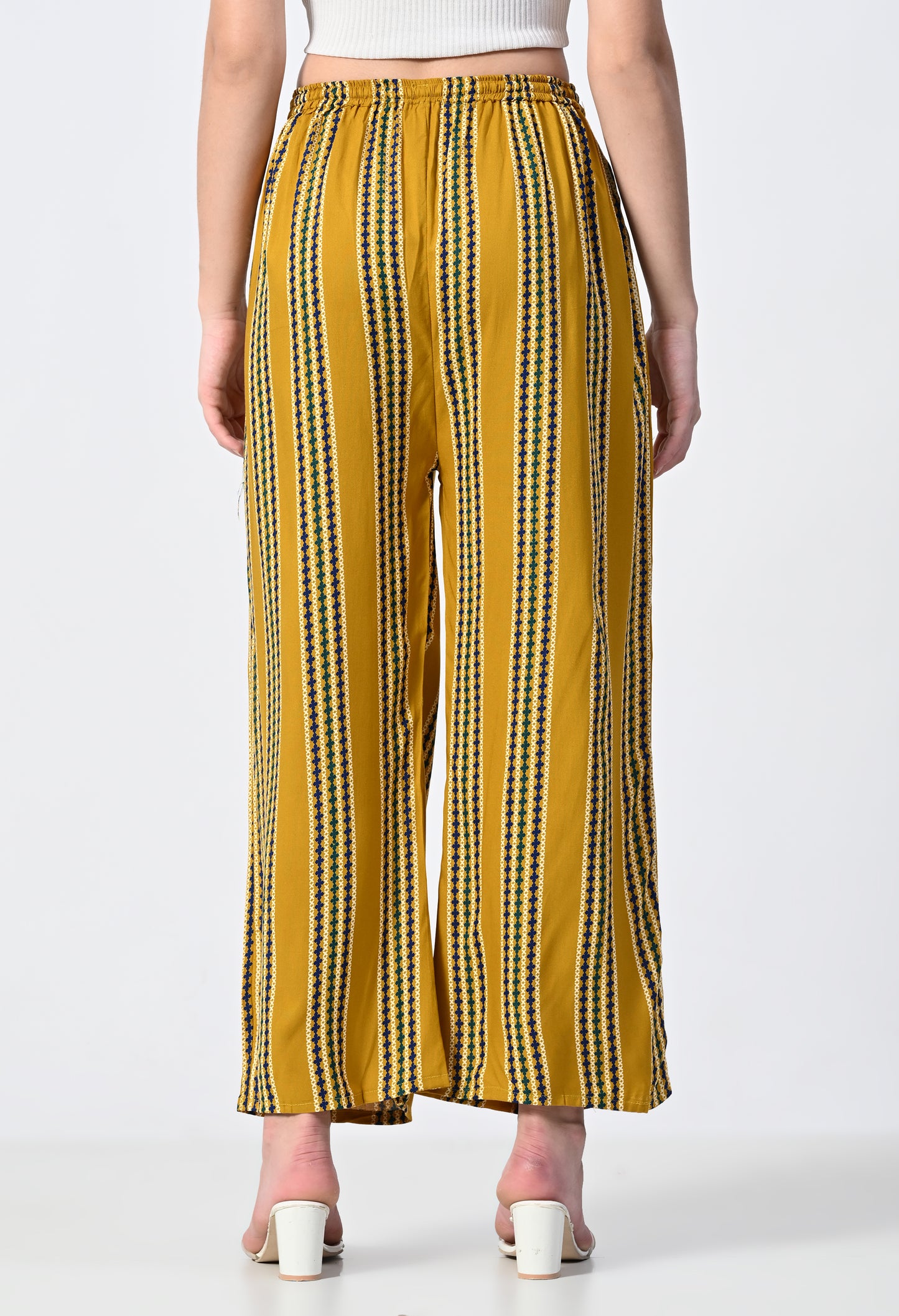 MAURYA Women Striped Rayon Palazzo with Elastic Waist