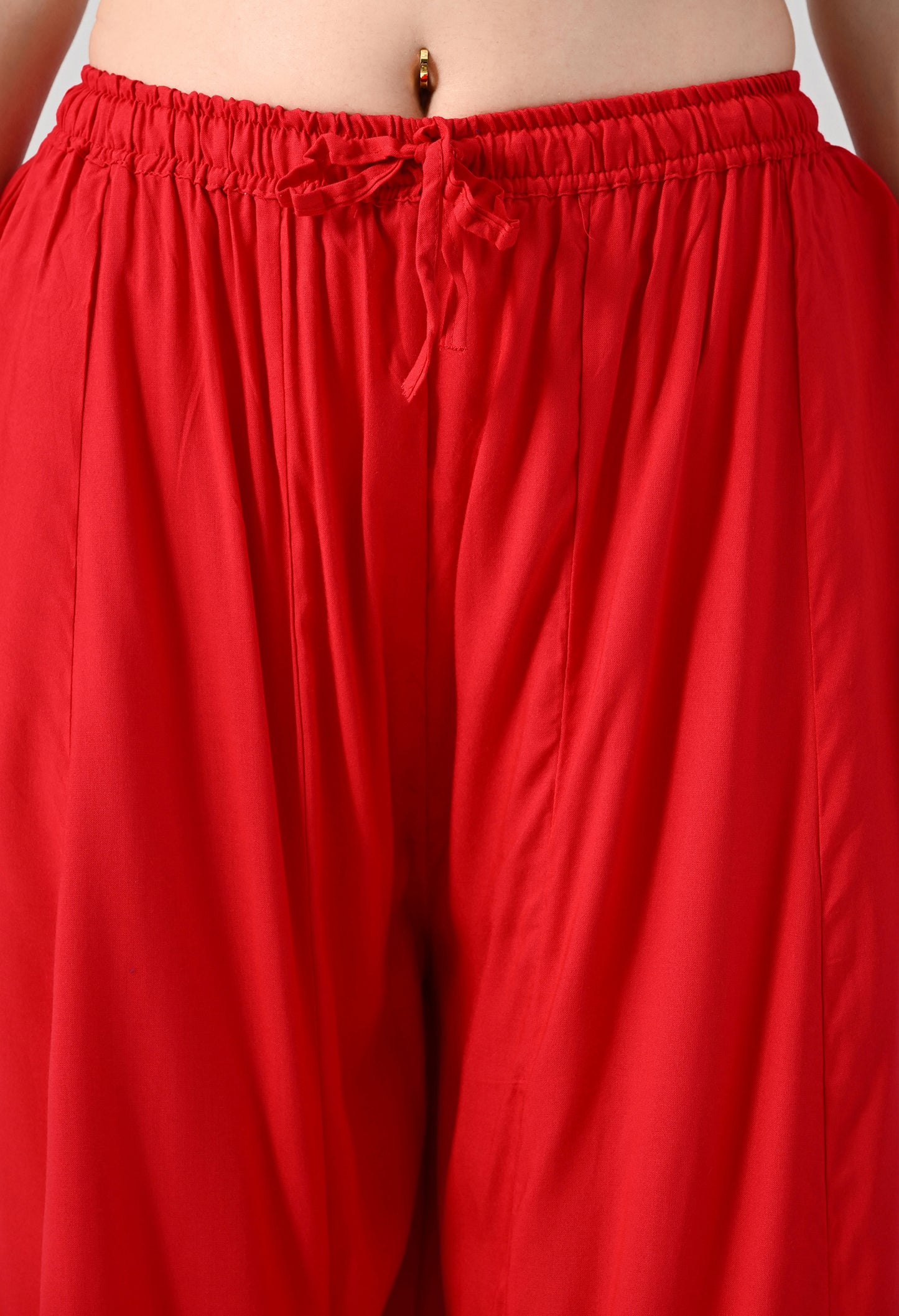 MAURYA Women Solid Rayon Palazzo with Elastic Waist & Lace Hem