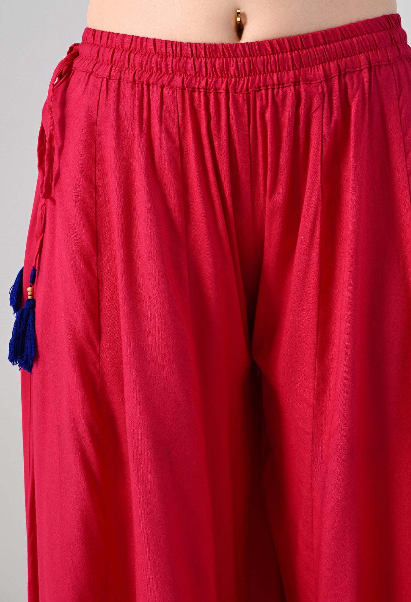 MAURYA Women Solid Rayon Palazzo with Elastic Waist & Lace Hem