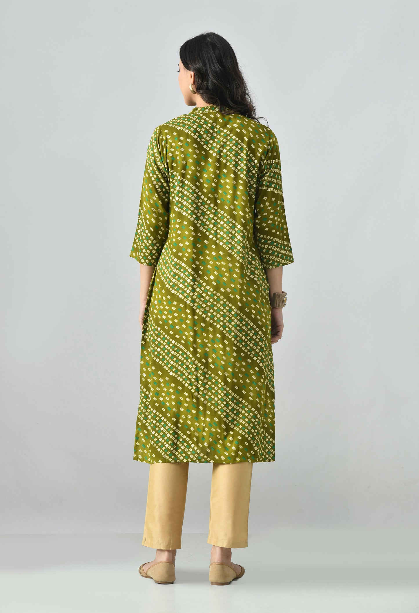 MAURYA Women's Chanderi Print Straight Kurti