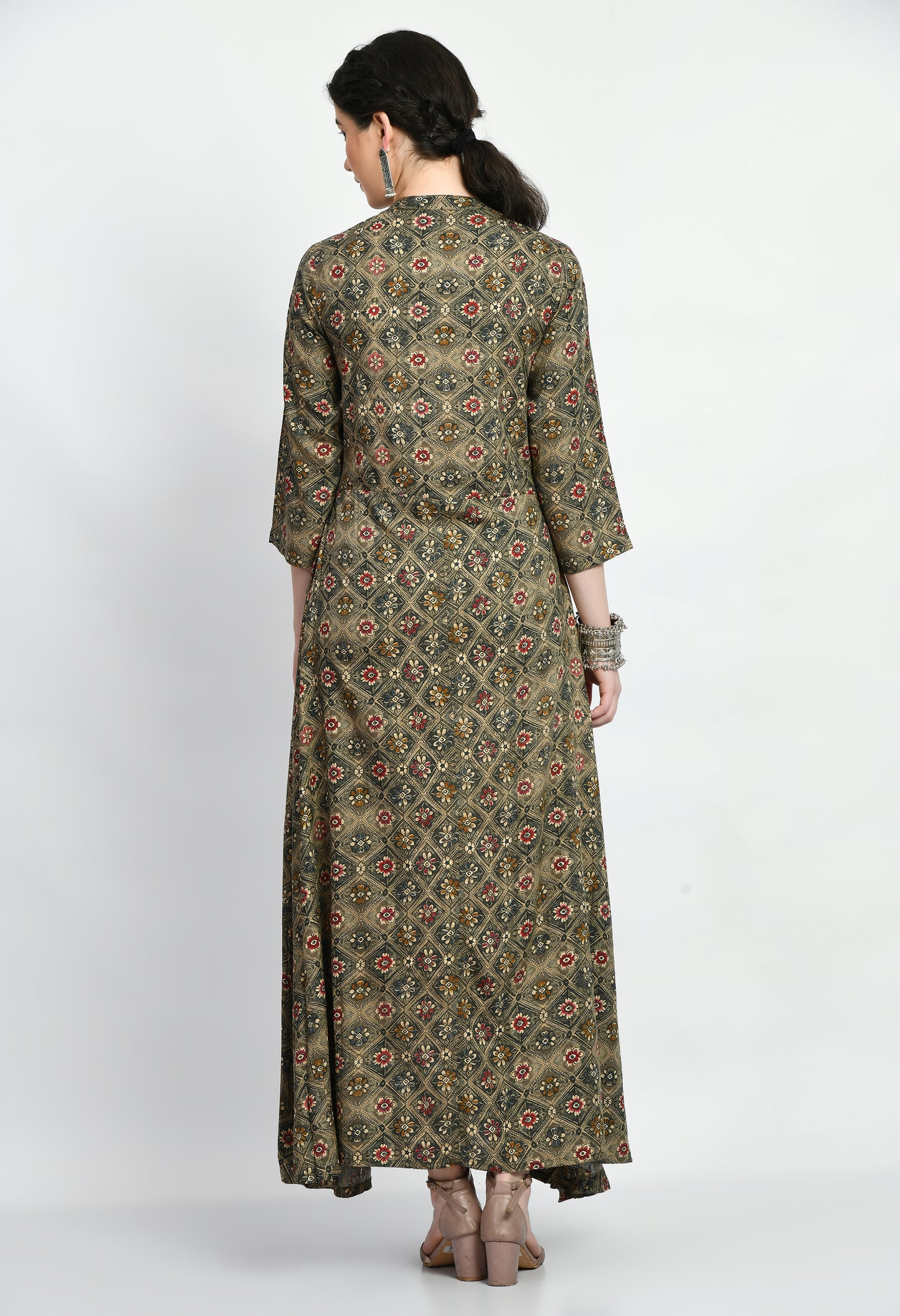 MAURYA Women’s Rayon A-Line Flared Long Dress for Casual & Festive Wear