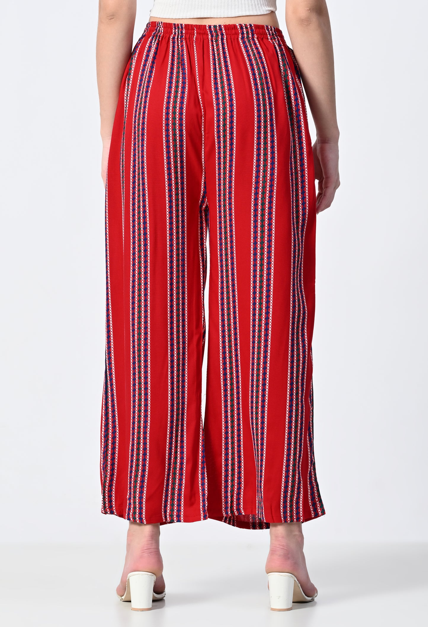 MAURYA Women Striped Rayon Palazzo with Elastic Waist