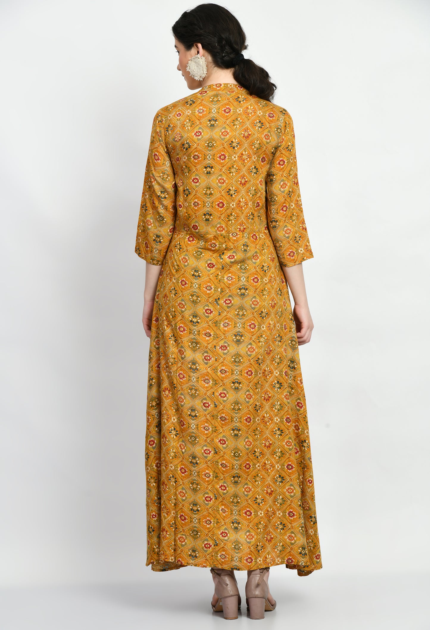 MAURYA Women’s Rayon A-Line Flared Long Dress for Casual & Festive Wear