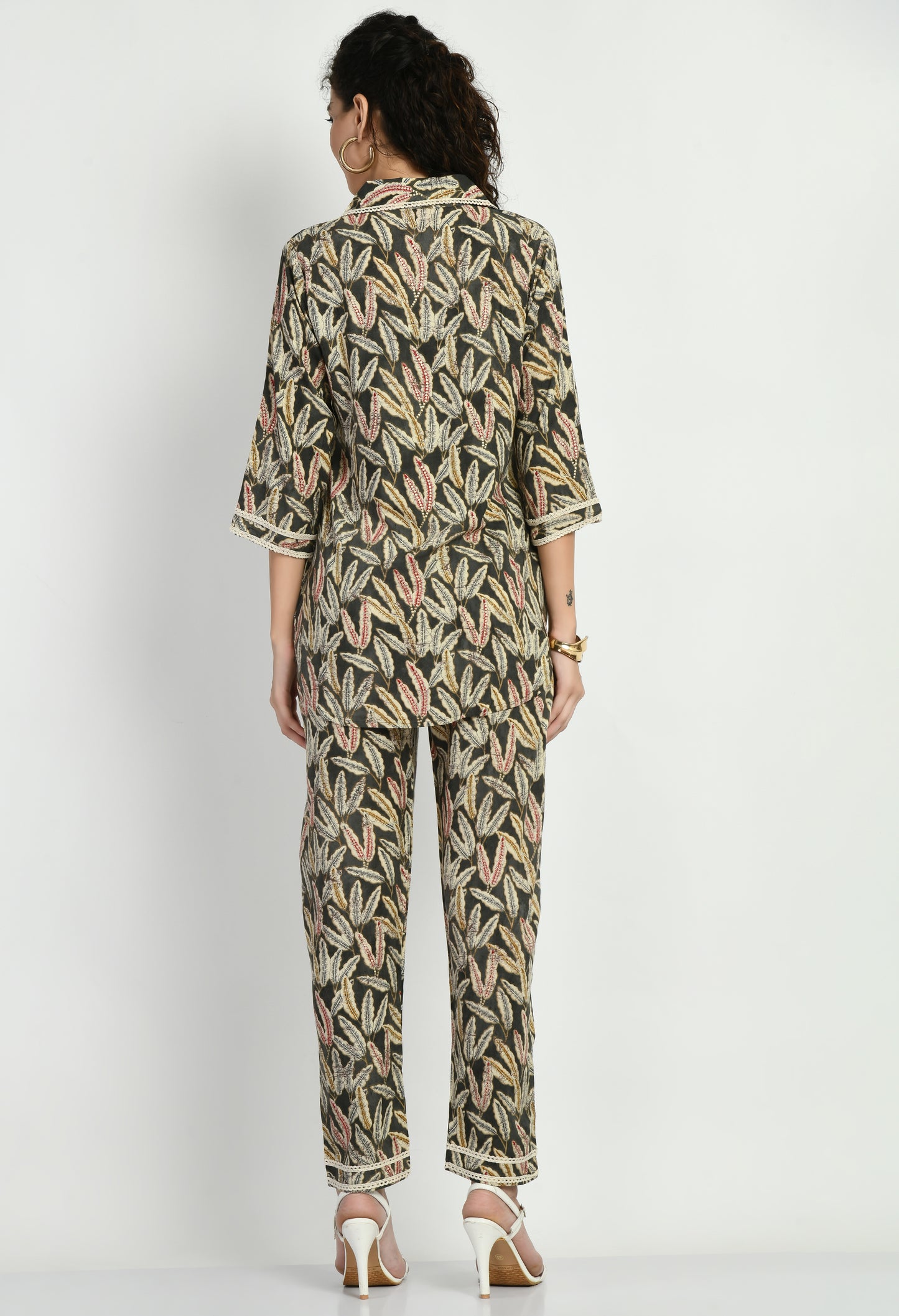 MAURYA Women’s Rayon Printed Co-Ord Set | Shirt Top & Pants