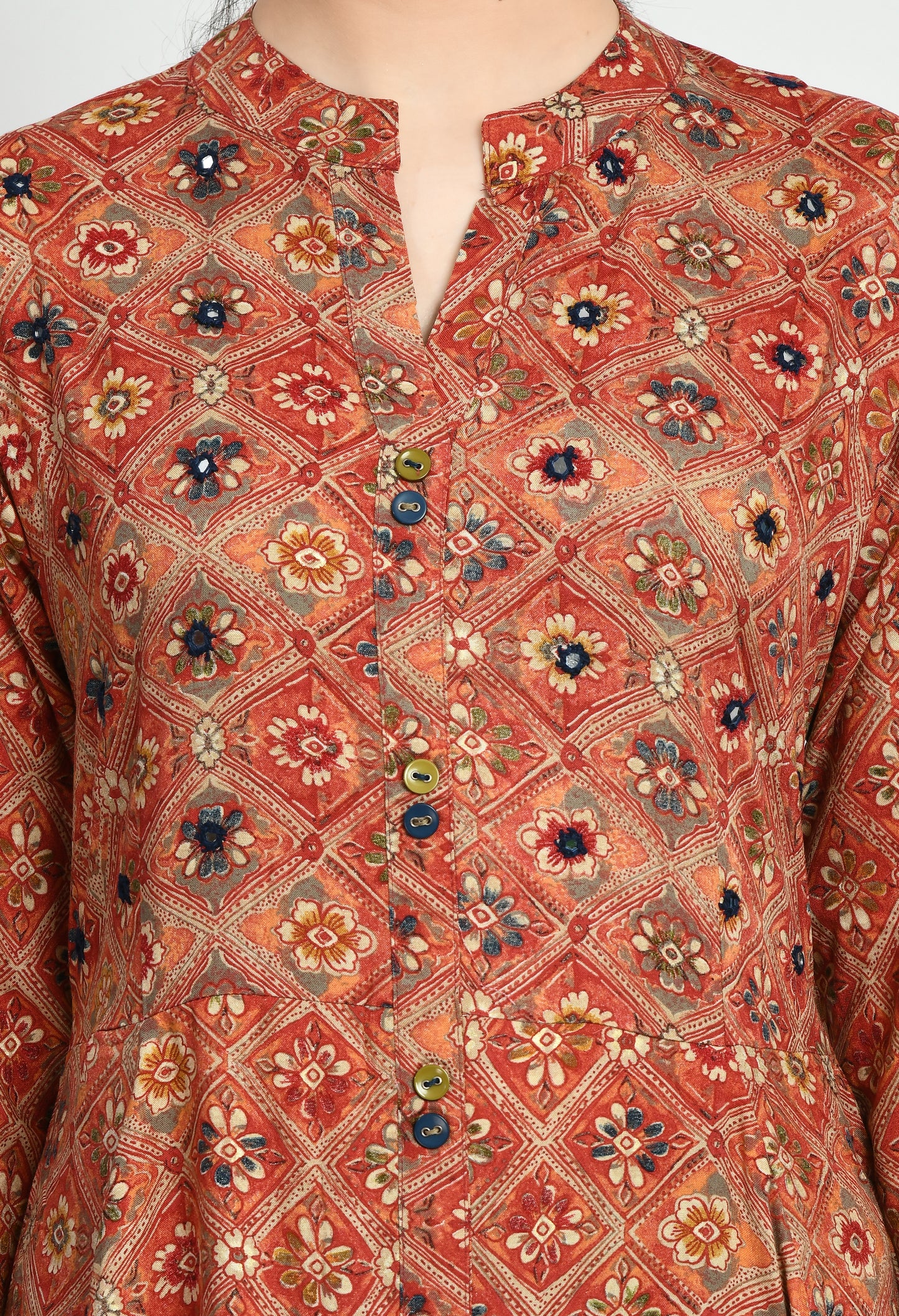 MAURYA Women’s Rayon A-Line Flared Long Dress for Casual & Festive Wear