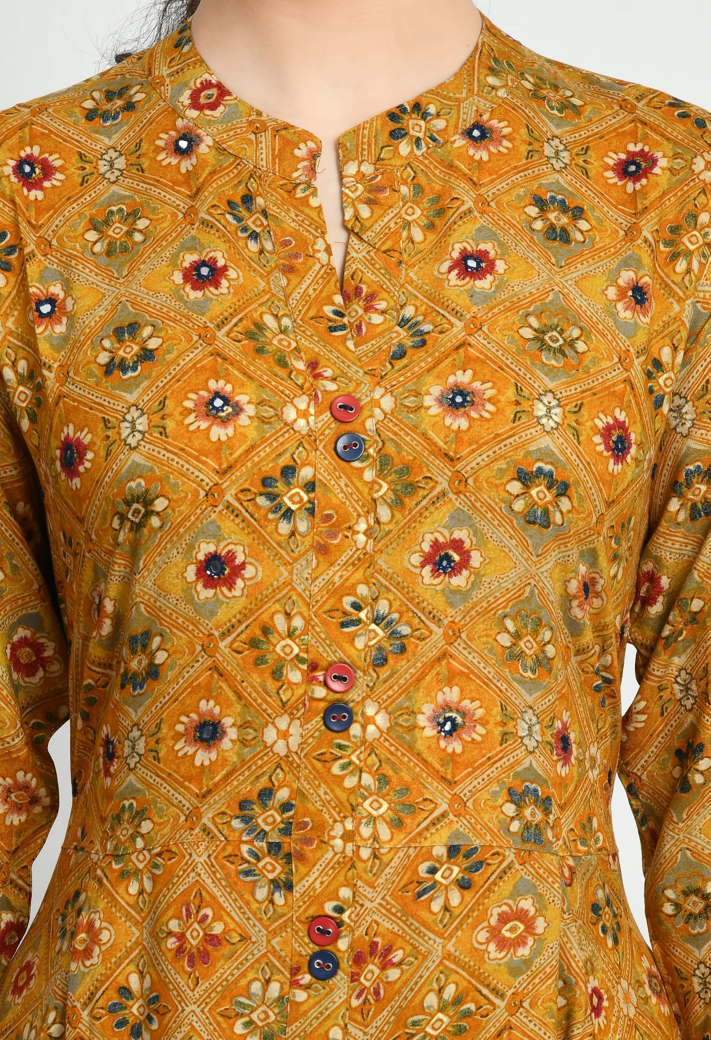 MAURYA Women’s Rayon A-Line Flared Long Dress for Casual & Festive Wear