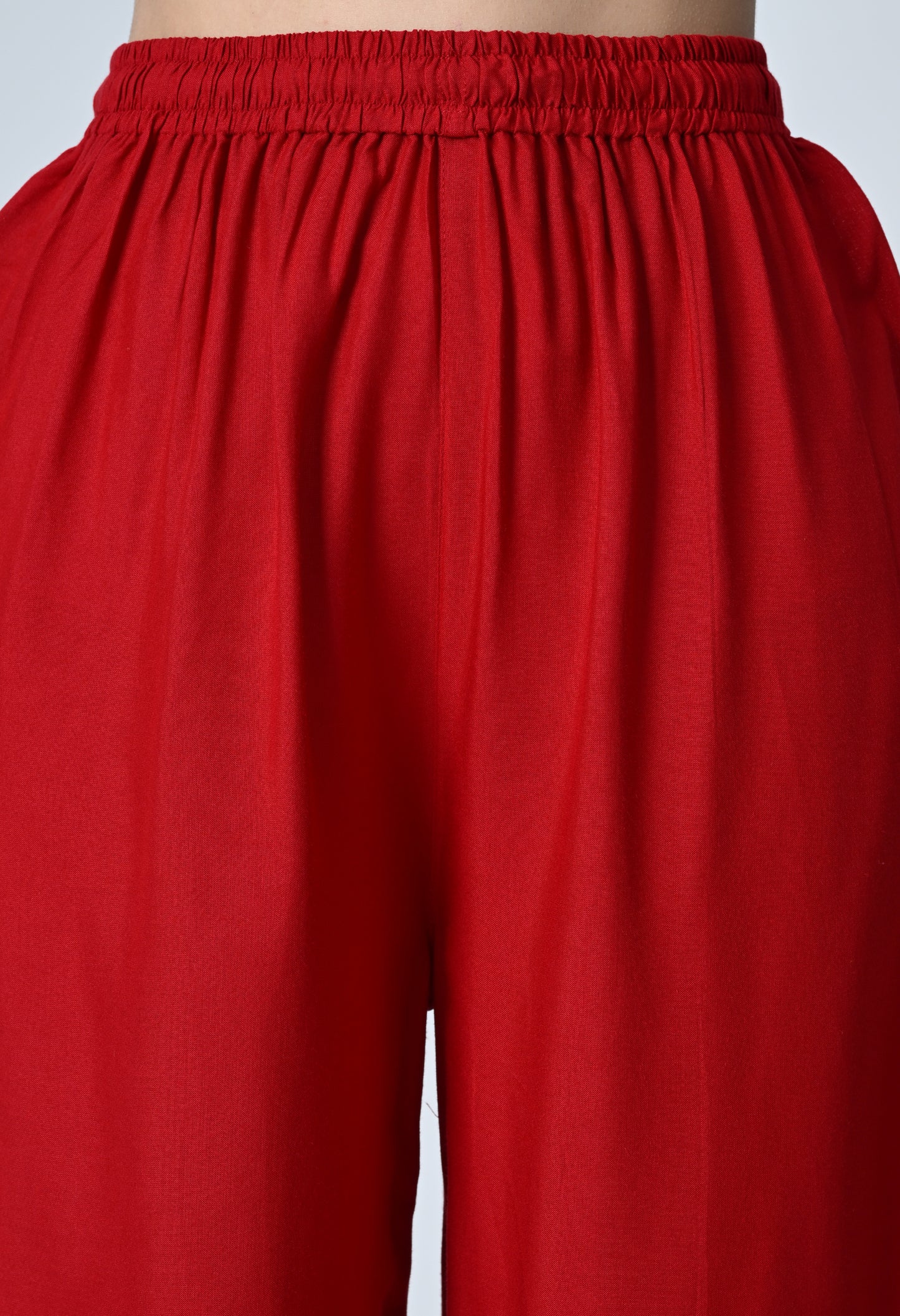 MAURYA Women Solid Rayon Palazzo with Elastic Waist & Lace Hem