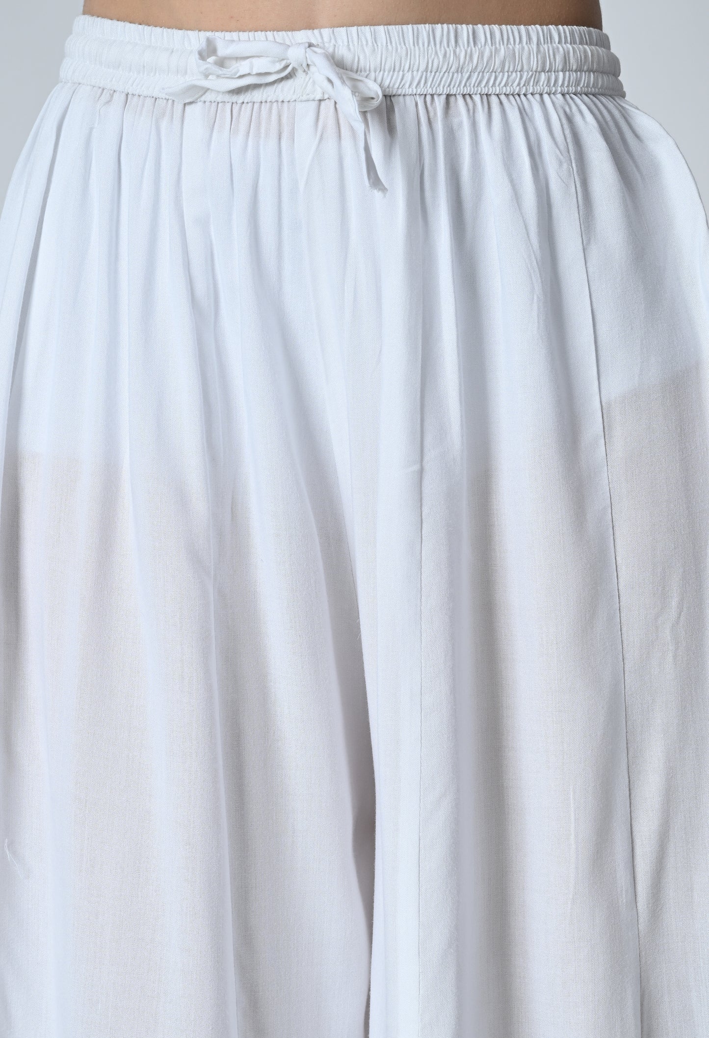 MAURYA Women Solid Rayon Palazzo with Elastic Waist & Lace Hem