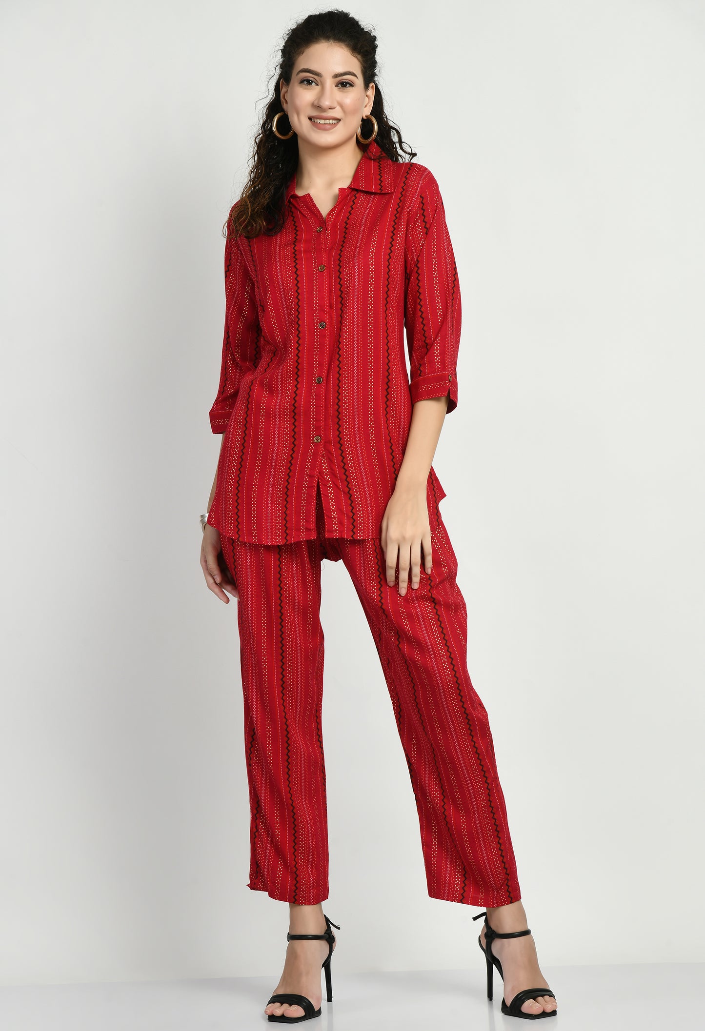 MAURYA Women’s Rayon Printed Co-Ord Set | Shirt Top & Pants