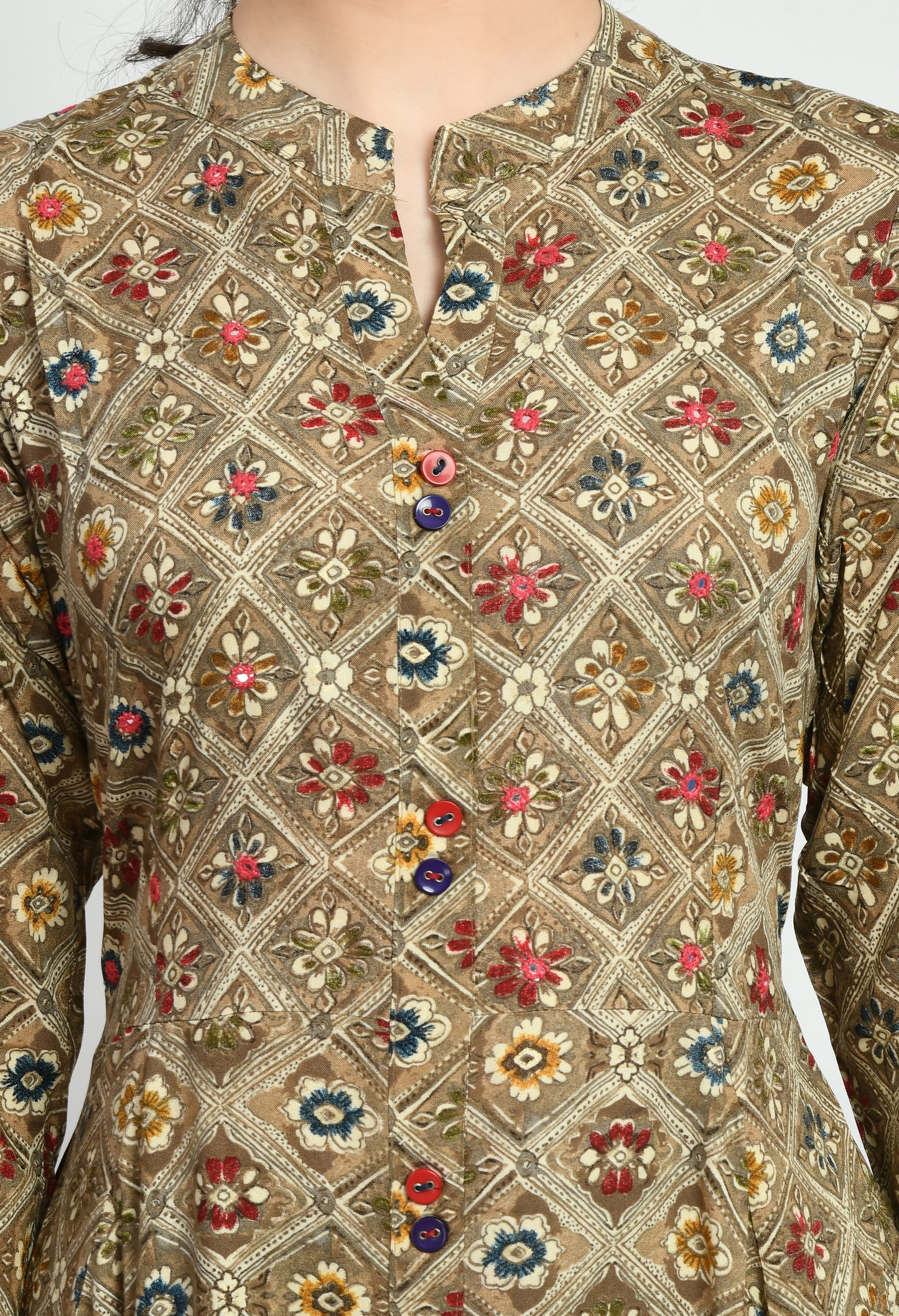 MAURYA Women’s Rayon A-Line Flared Long Dress for Casual & Festive Wear