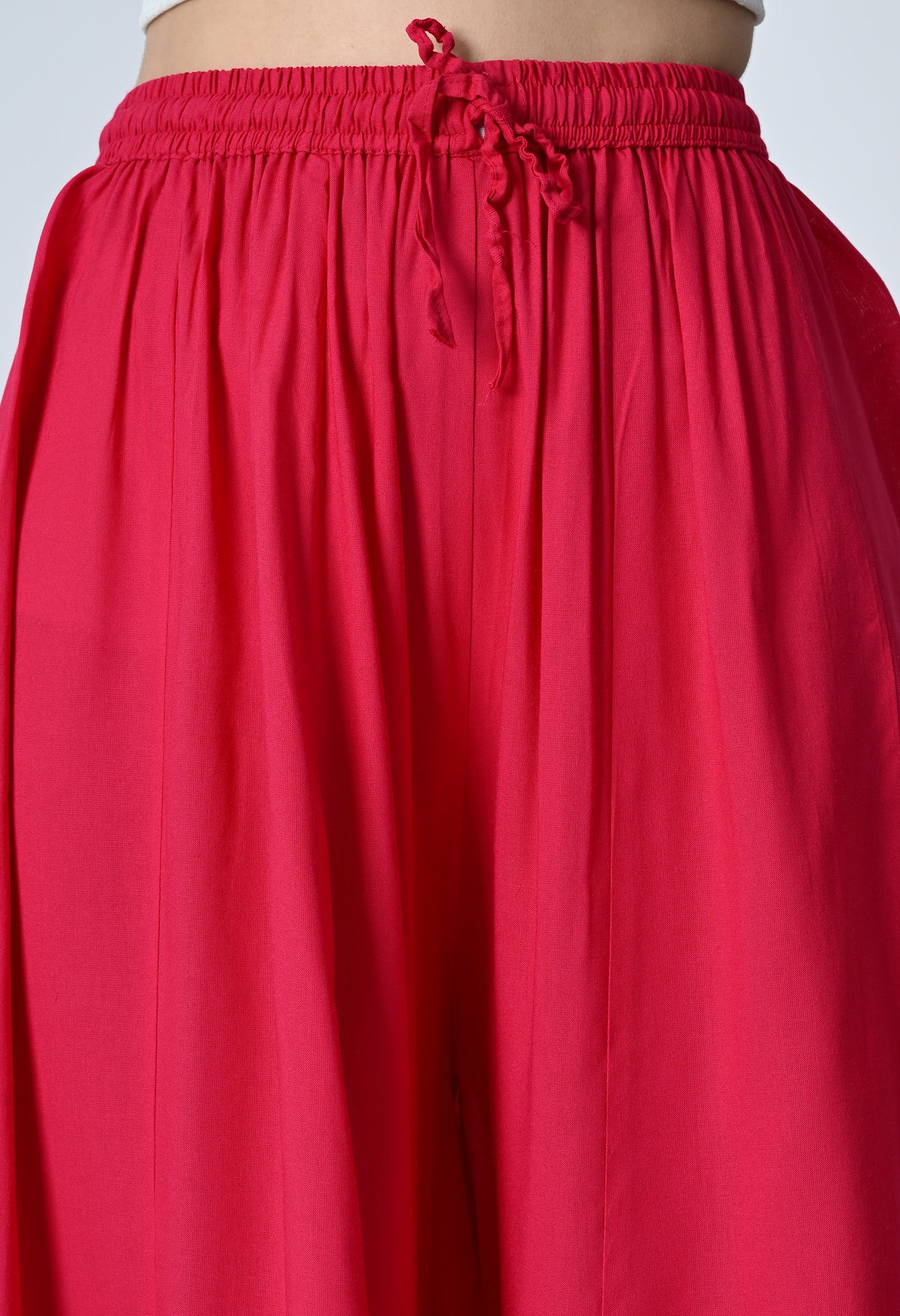 MAURYA Women Solid Rayon Palazzo with Elastic Waist & Lace Hem