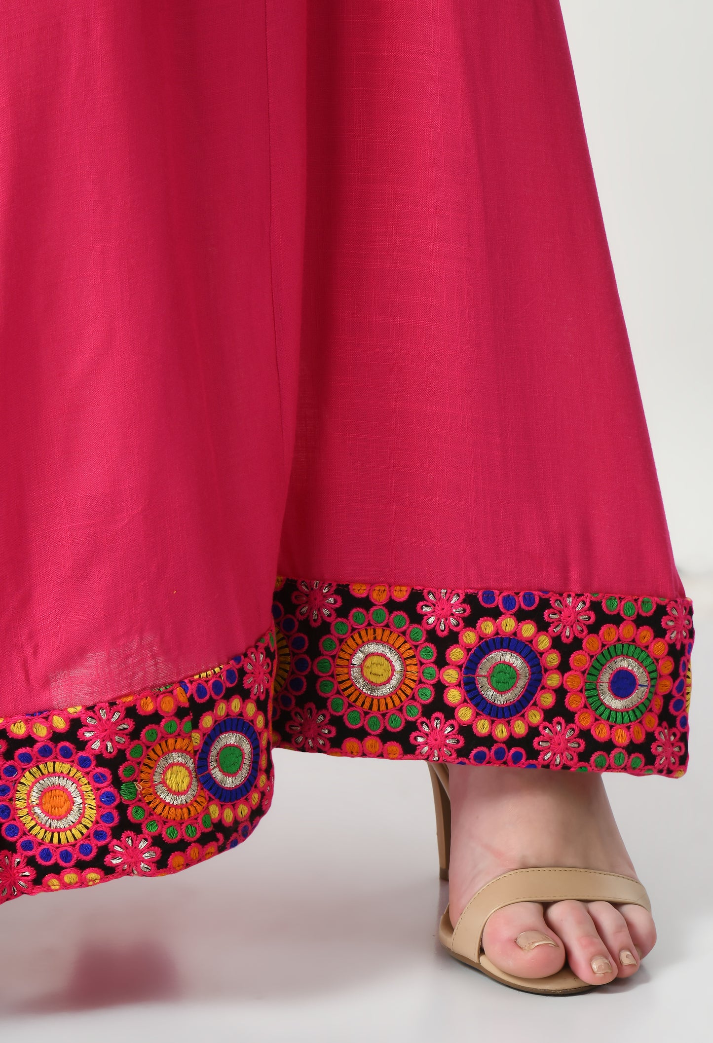 MAURYA Women Solid Rayon Palazzo with Elastic Waist & Lace Hem