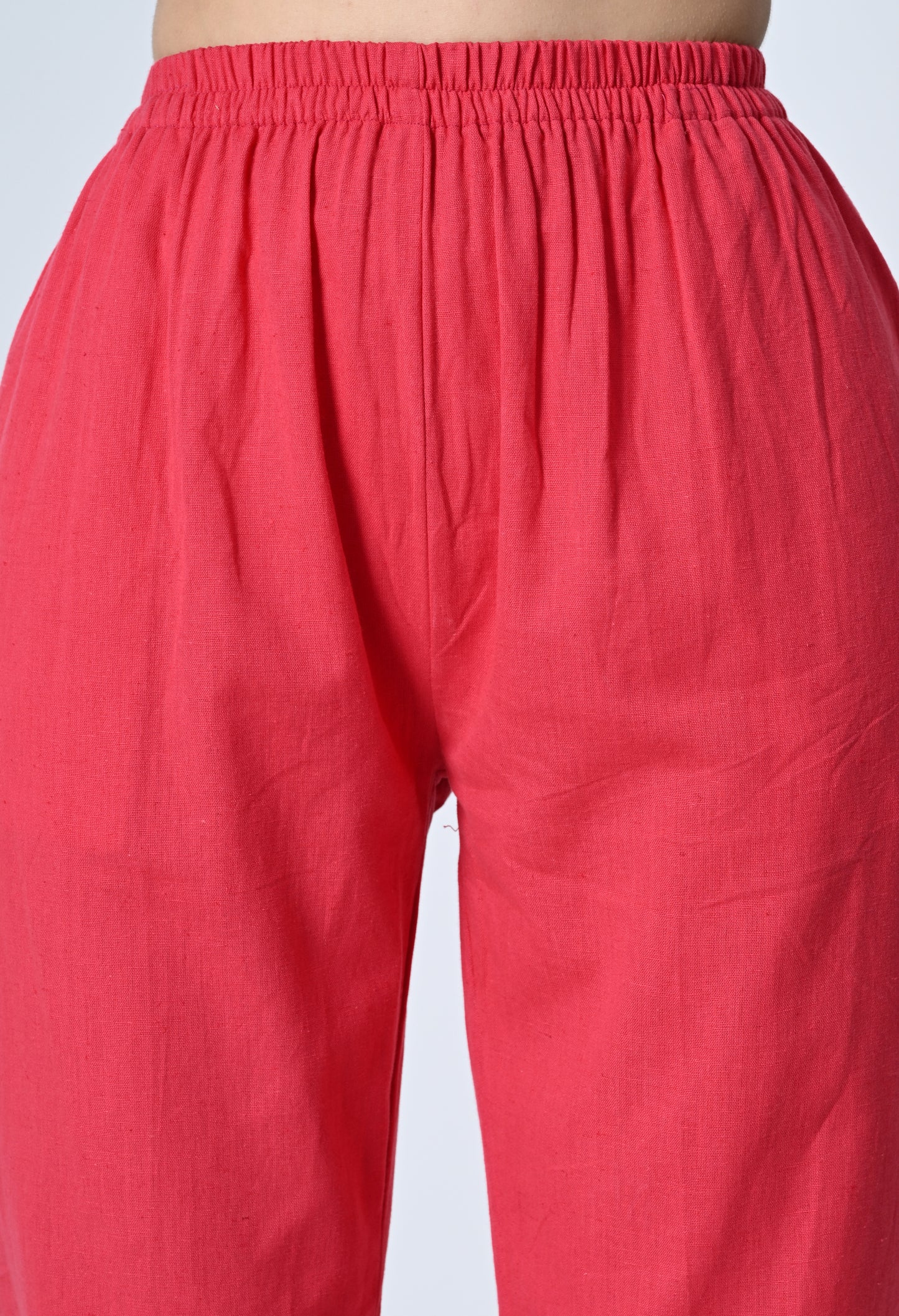 MAURYA Women’s Cotton Straight Fit Pants with Side Pockets & Button Detail