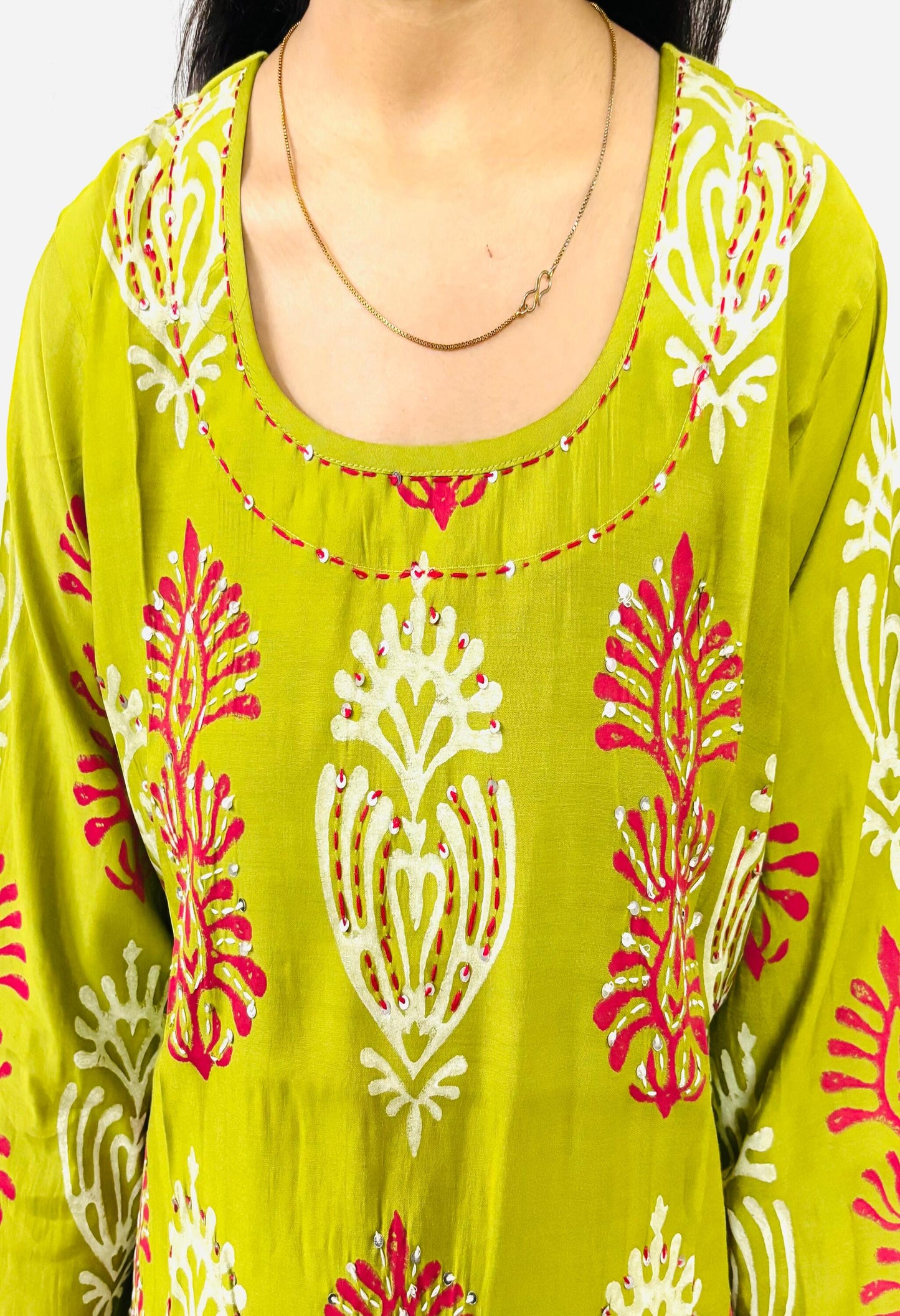 MAURYA Women Green Printed Poly Silk Kurta Set with Dupatta (WMKS016)