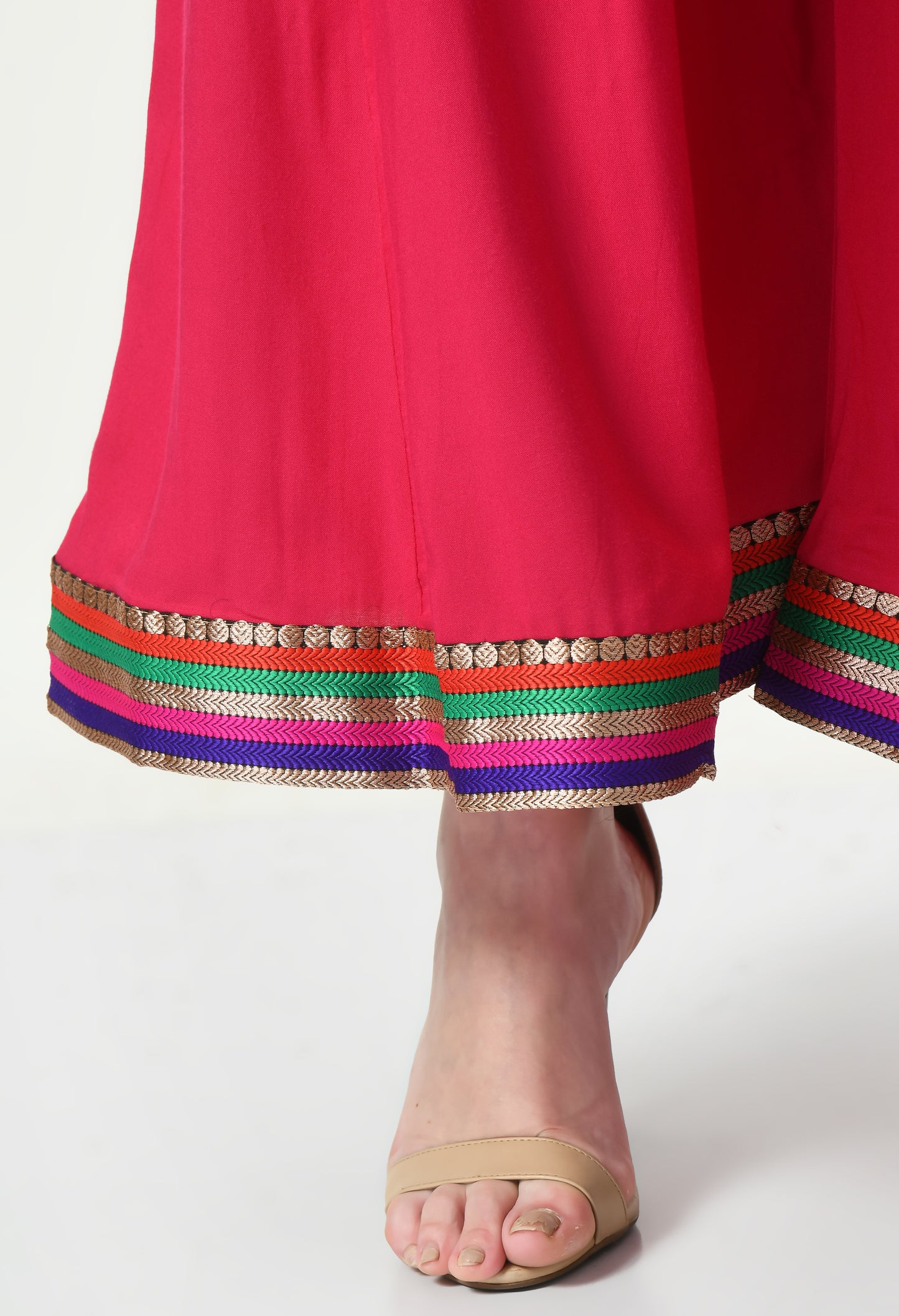 MAURYA Women Solid Rayon Palazzo with Elastic Waist & Lace Hem