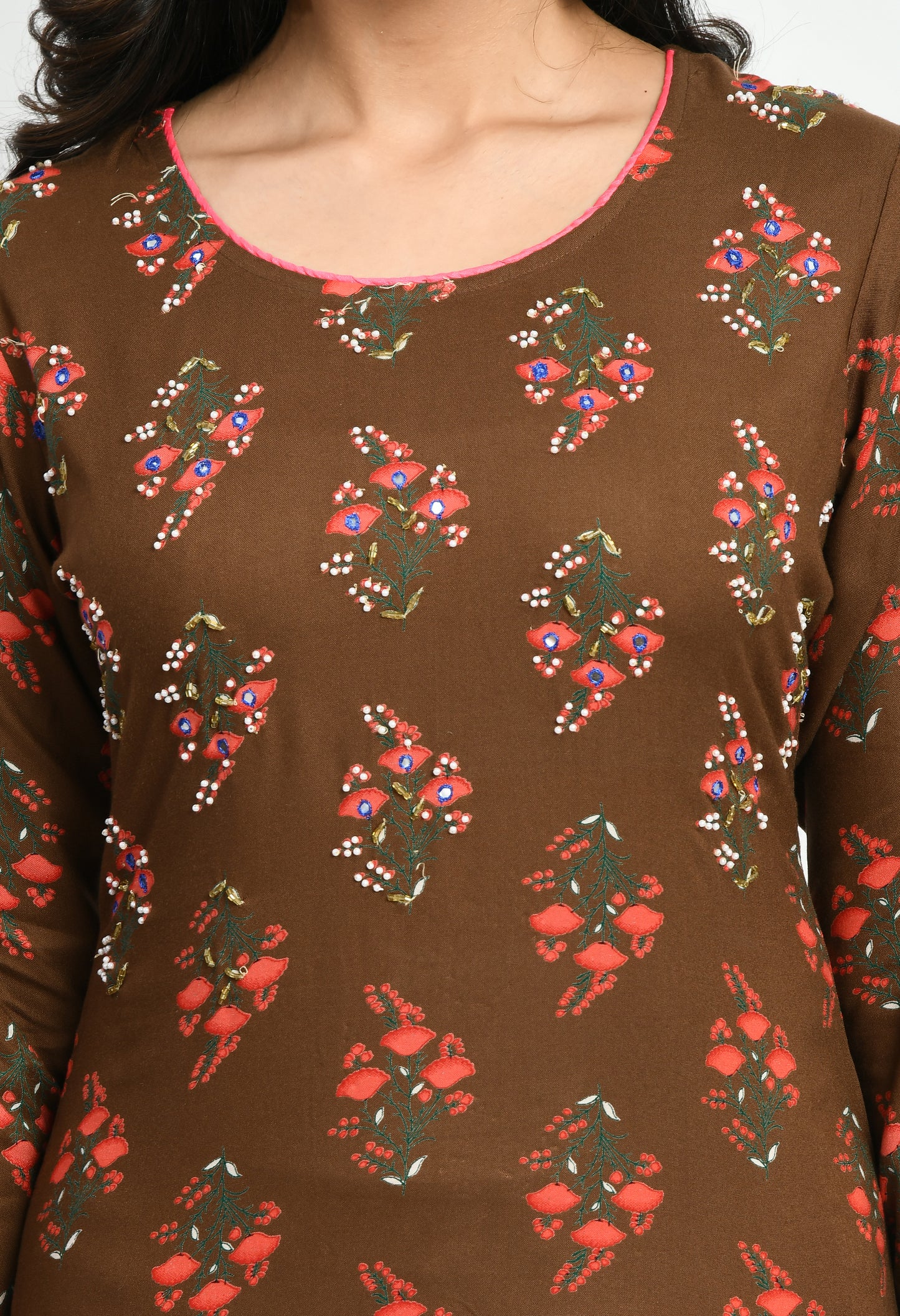 MAURYA Women's Rayon Kurti Brown