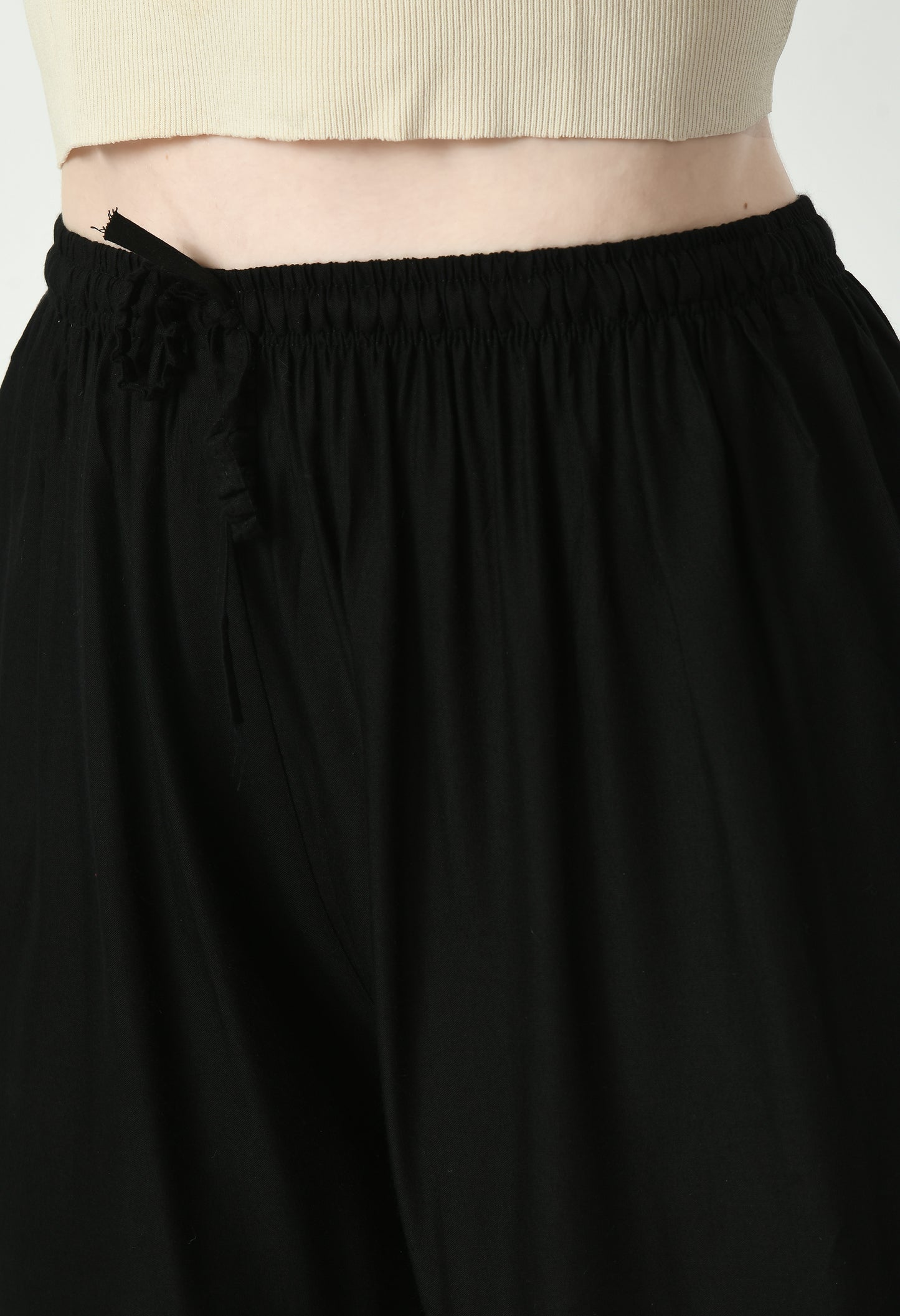 MAURYA Women Solid Rayon Palazzo with Elastic Waist & Lace Hem