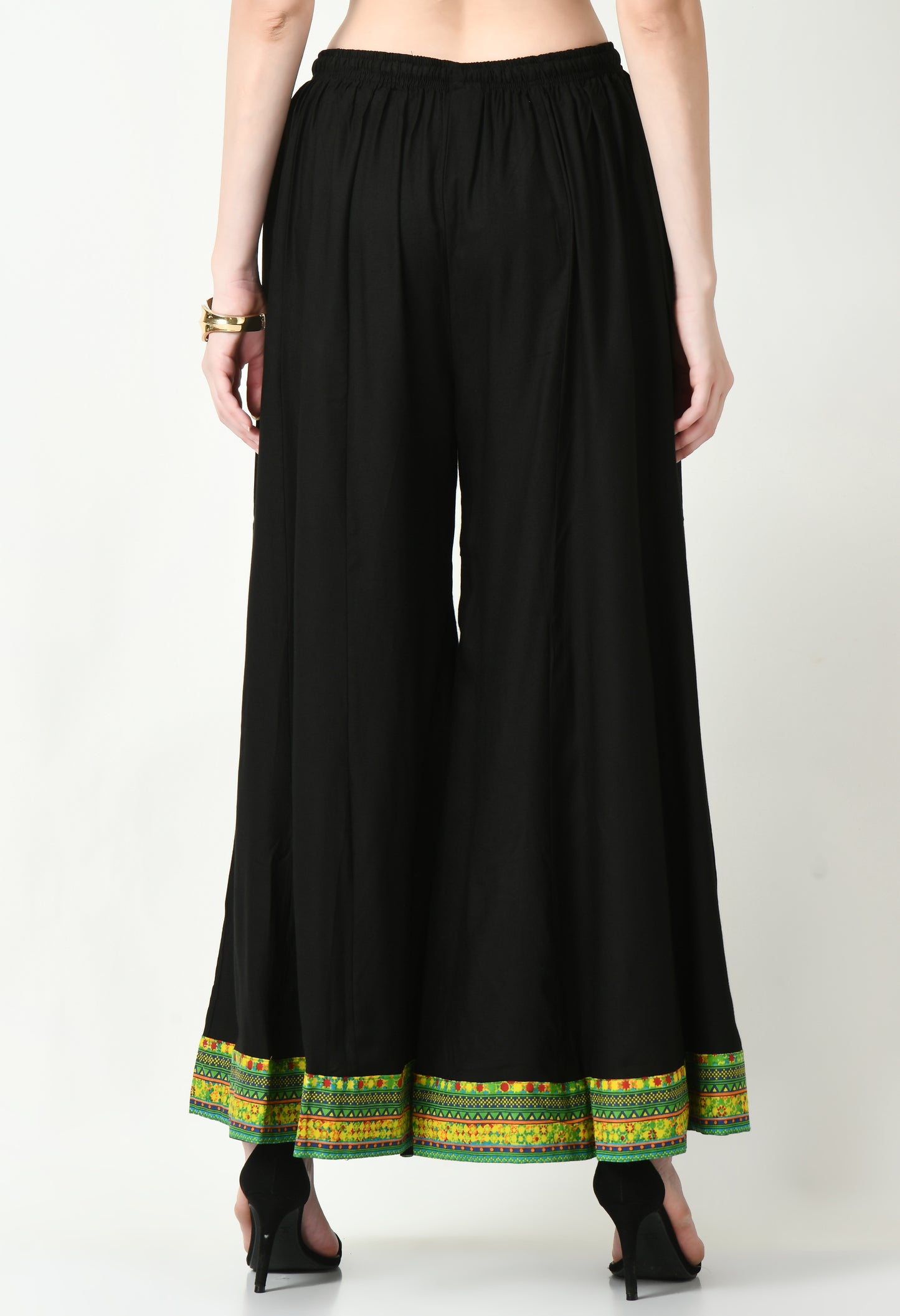 MAURYA Women Solid Rayon Palazzo with Elastic Waist & Lace Hem