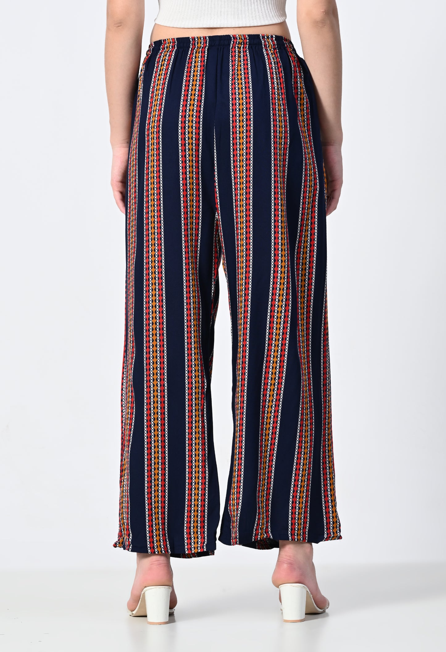 MAURYA Women Striped Rayon Palazzo with Elastic Waist