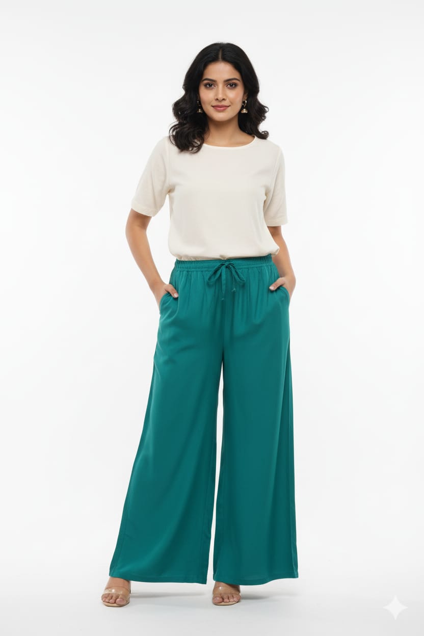 MAURYA Women Solid Rayon Palazzo with Elastic Waist