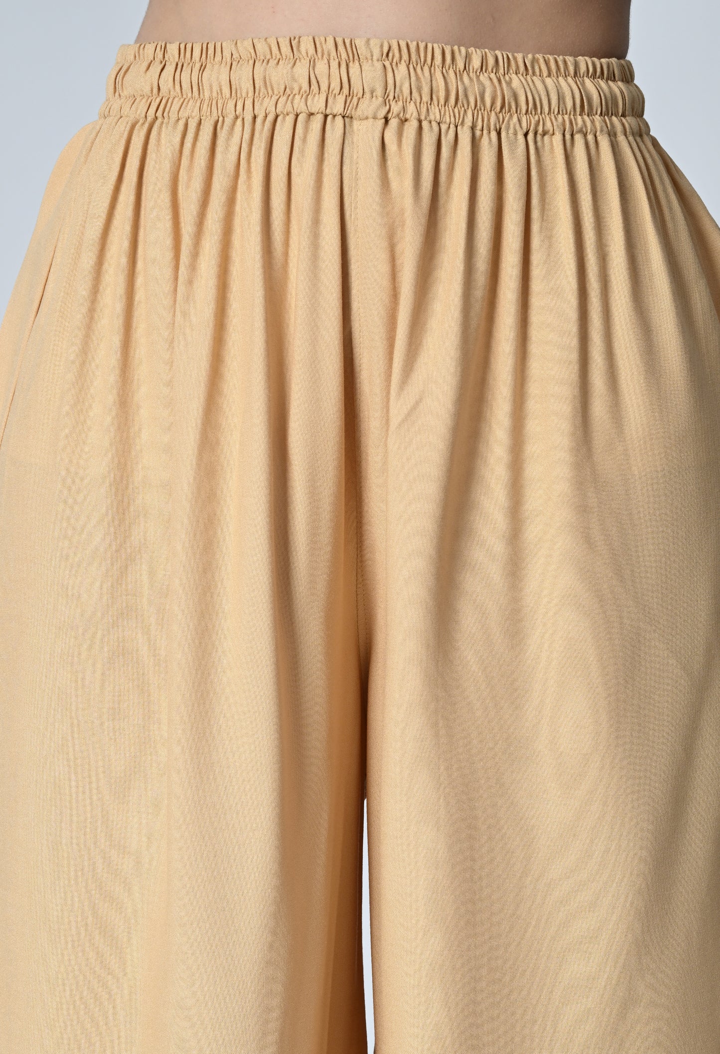 MAURYA Women Solid Rayon Palazzo with Elastic Waist & Lace Hem