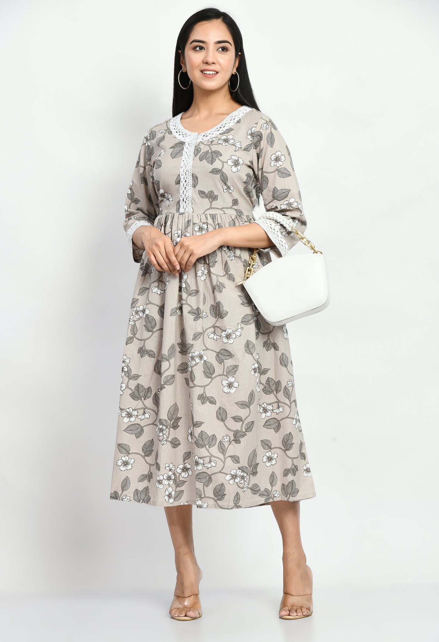 MAURYA Women’s Classic Cotton Blend A-Line Dress for Everyday Wear