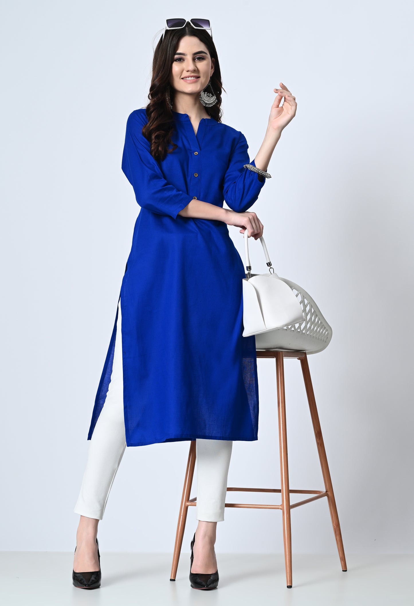 MAURYA Women's Cotton Blend Solid Kurti