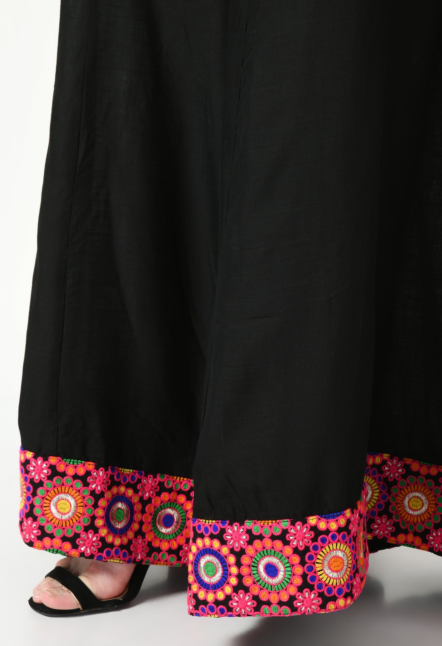 MAURYA Women Solid Rayon Palazzo with Elastic Waist & Lace Hem