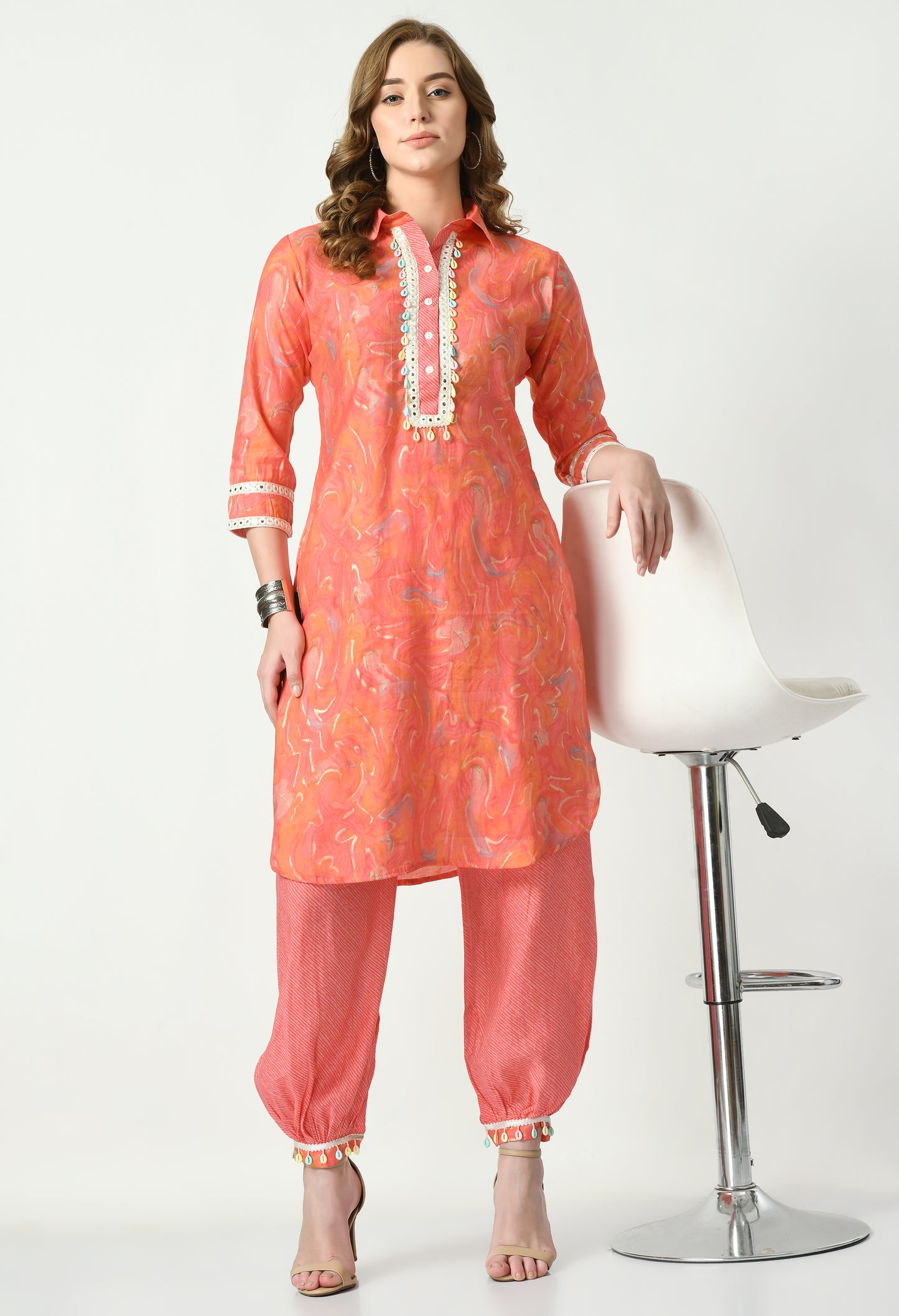 MAURYA Women’s Muslin Pathani Co-Ord Set with Yoke Design